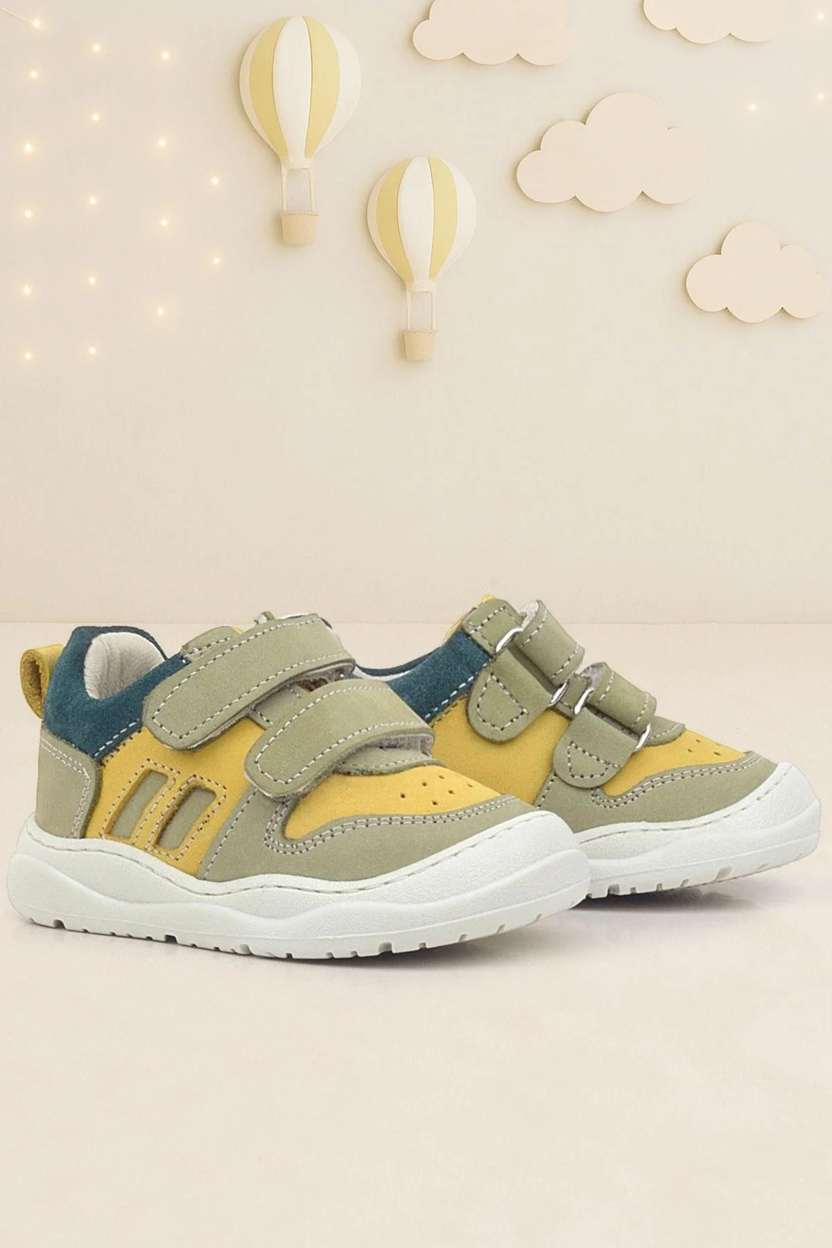 Rakerplus Schaggy Hakiki Deri Sarı Yeşil Bebek Spor Ayakkabı