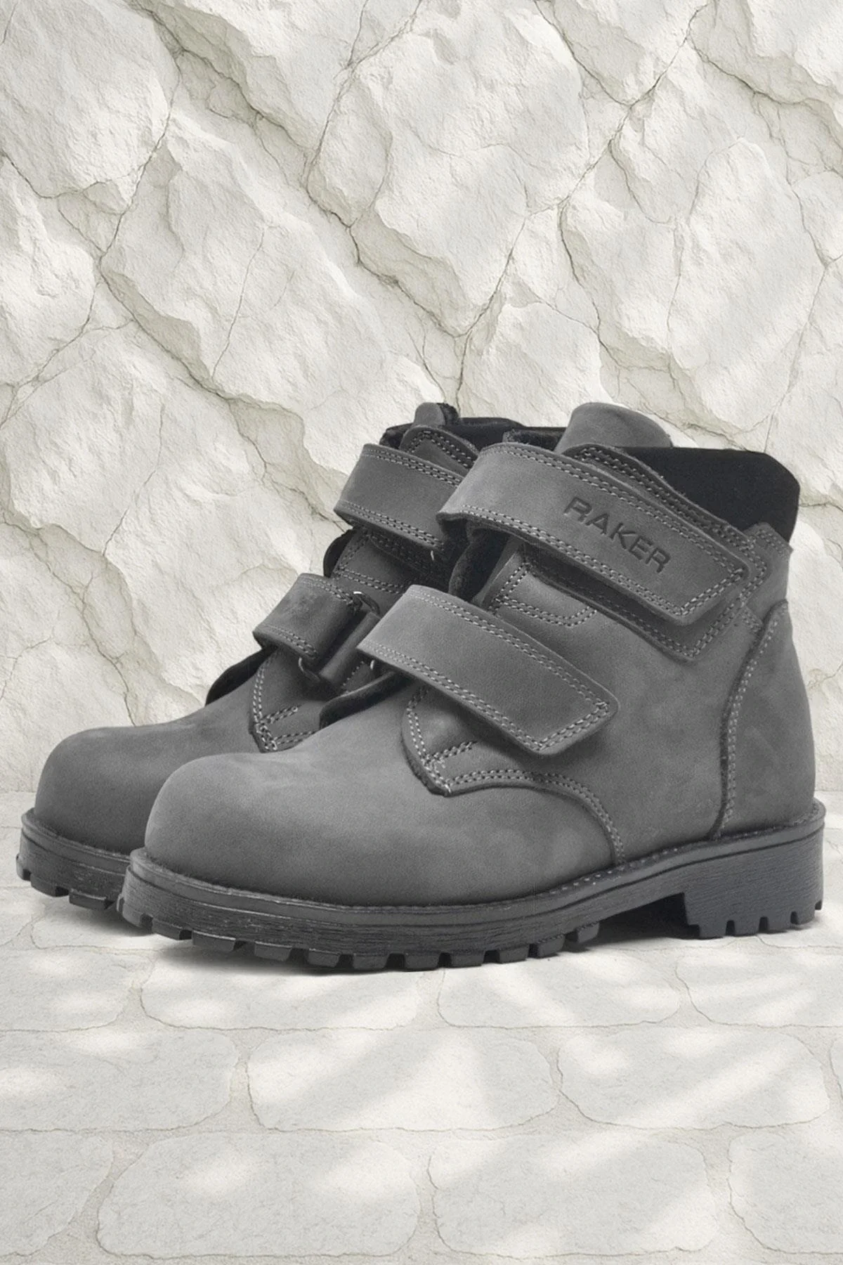 Rakerplus Sentor Hakiki Deri Gri Kürklü Cırtlı Çocuk Bot