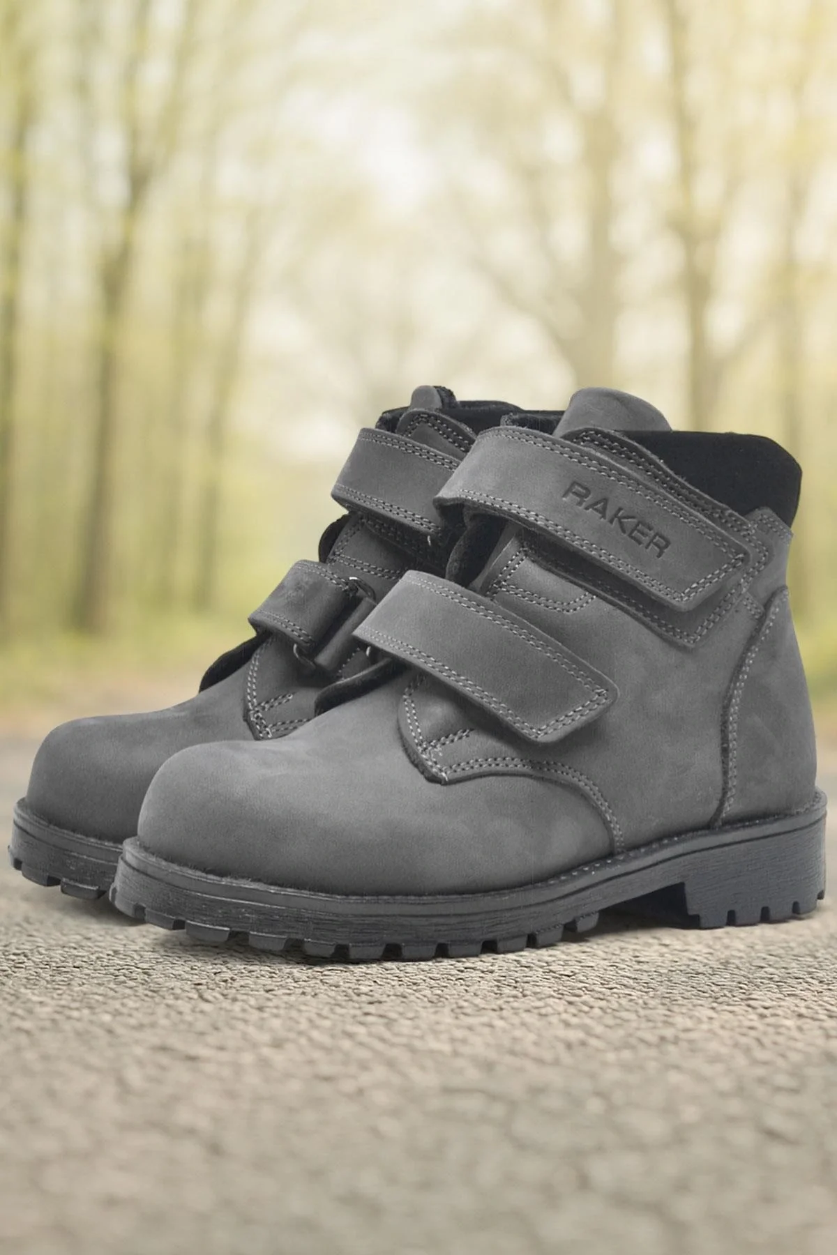 Rakerplus Sentor Hakiki Deri Gri Kürklü Cırtlı Çocuk Bot