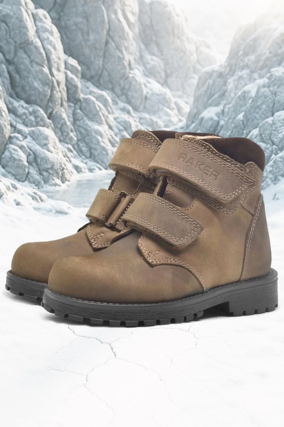 Rakerplus Sentor Hakiki Deri Kum Rengi Kürklü Cırtlı Çocuk Bot