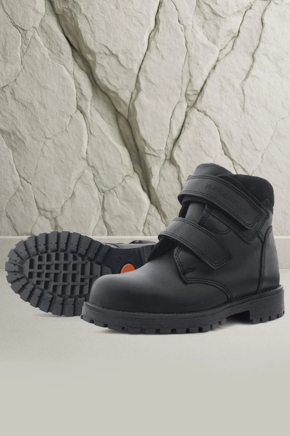 Rakerplus Sentor Hakiki Deri Yünlü Siyah Cırtlı Çocuk Bot