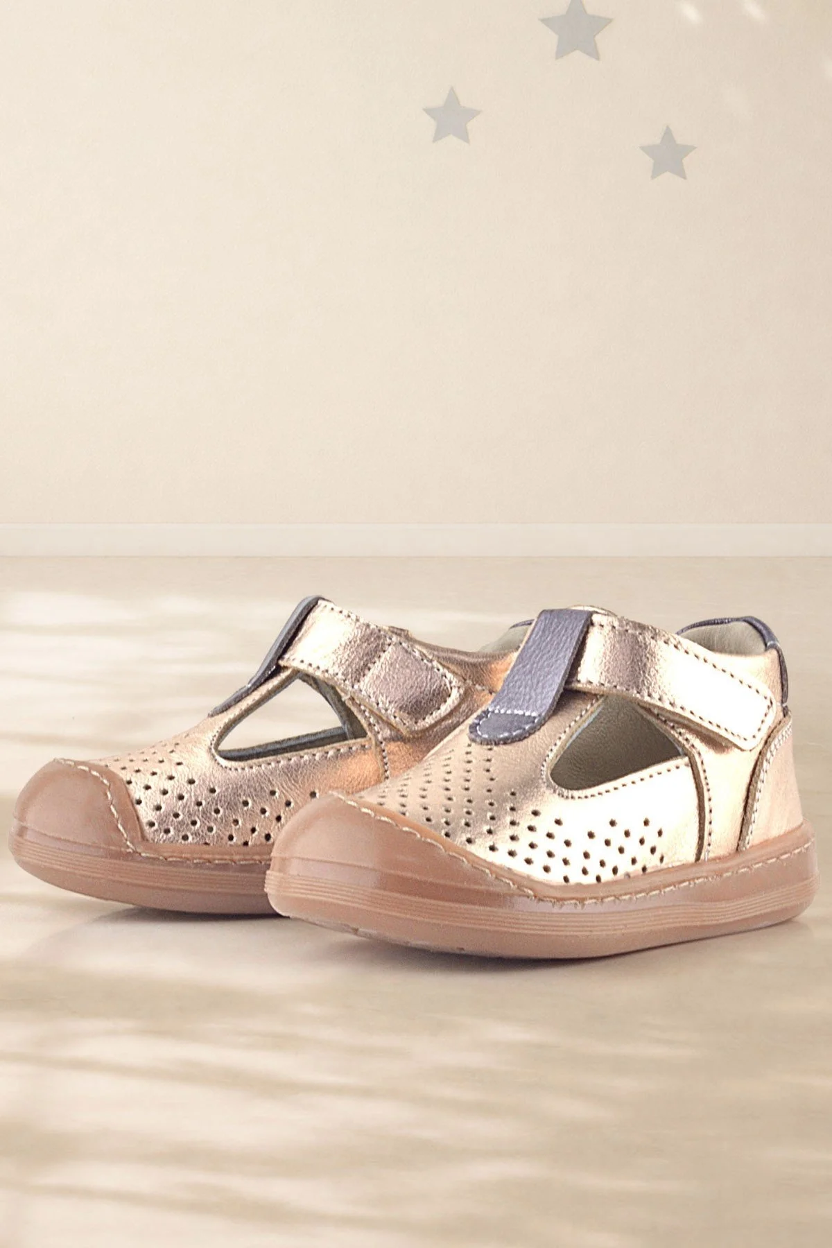 Rakerplus Shaun Hakiki Deri Bakır Cırtlı Anatomik Kız Bebek Sandalet