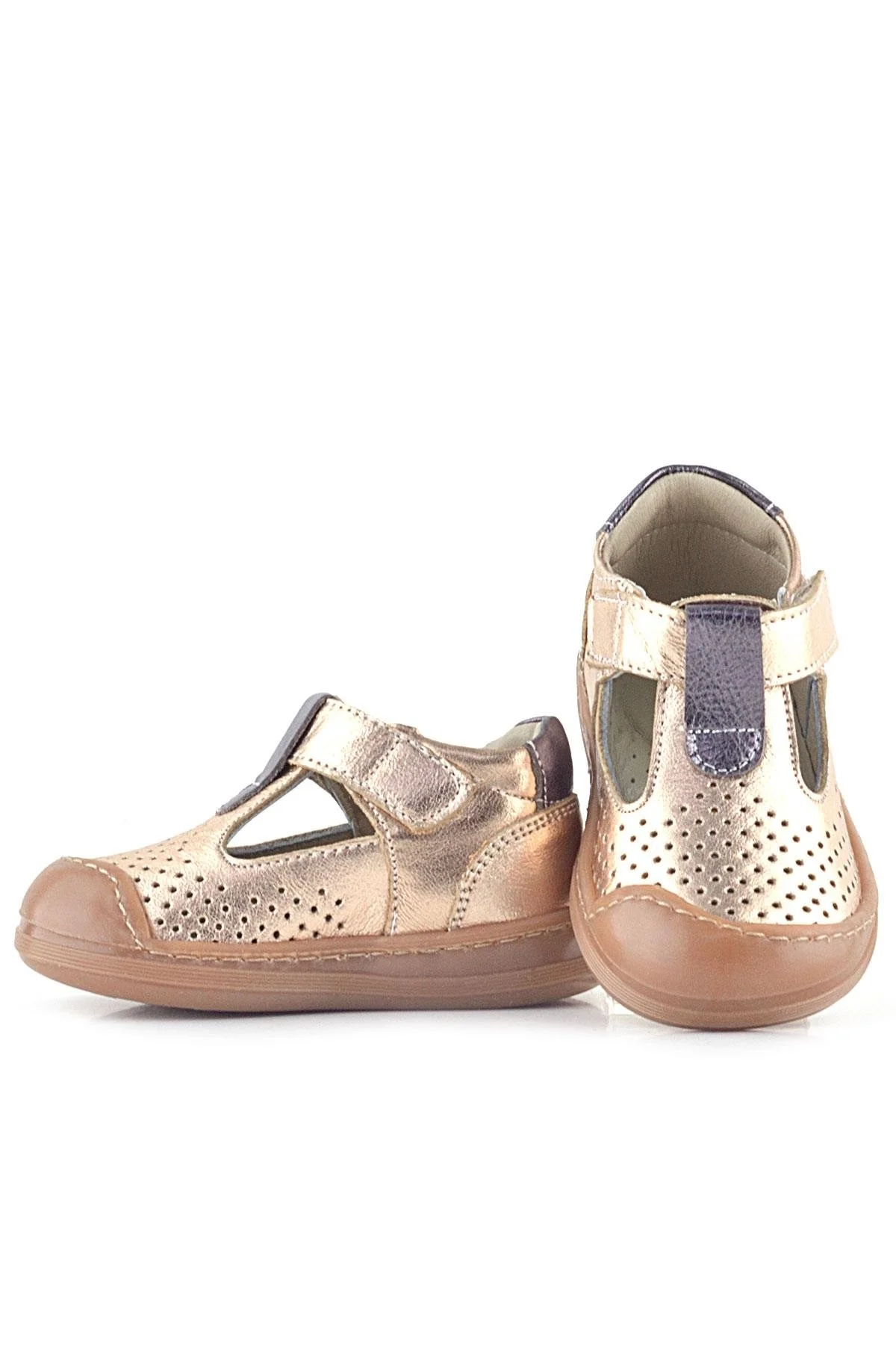 Rakerplus Shaun Hakiki Deri Bakır Cırtlı Anatomik Kız Bebek Sandalet