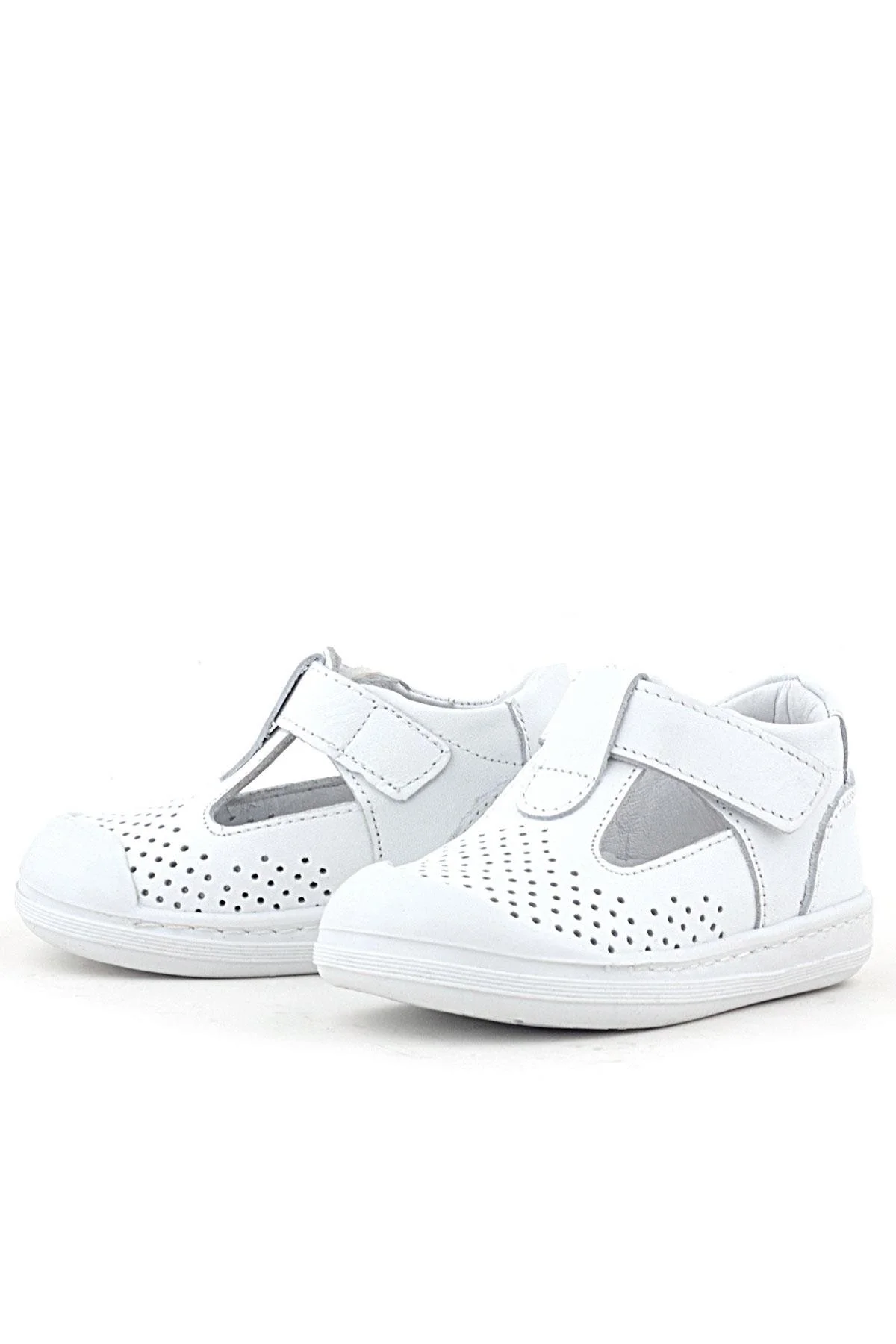 Rakerplus Shaun Hakiki Deri Beyaz Cilt Cırtlı Anatomik Bebek Sandalet