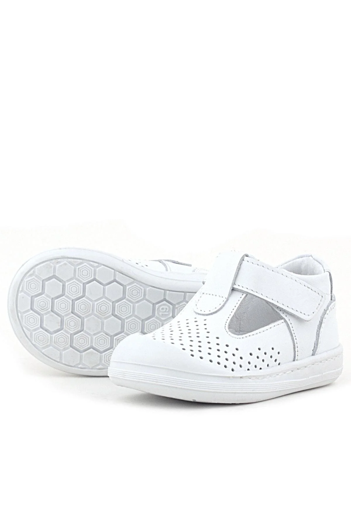 Rakerplus Shaun Hakiki Deri Beyaz Cilt Cırtlı Anatomik Bebek Sandalet