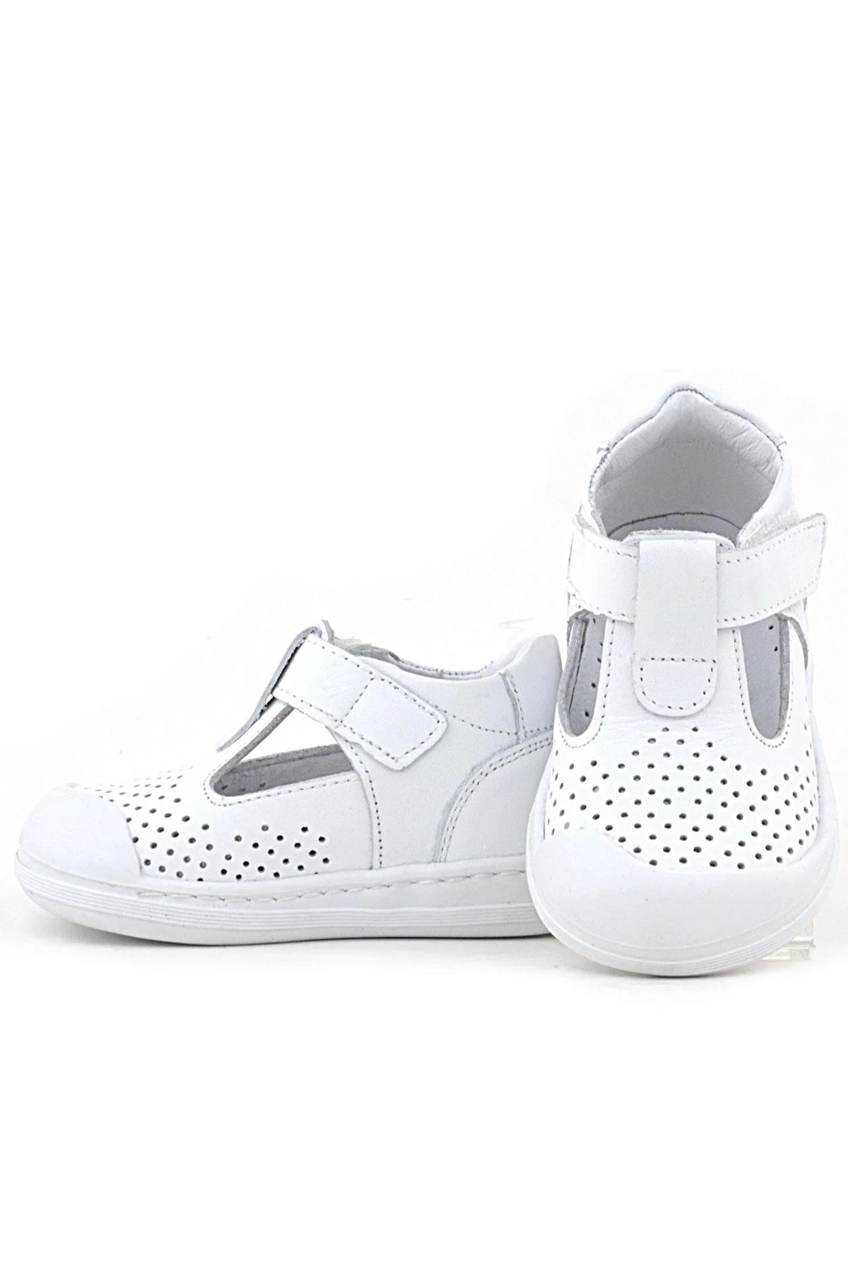 Rakerplus Shaun Hakiki Deri Beyaz Cilt Cırtlı Anatomik Bebek Sandalet