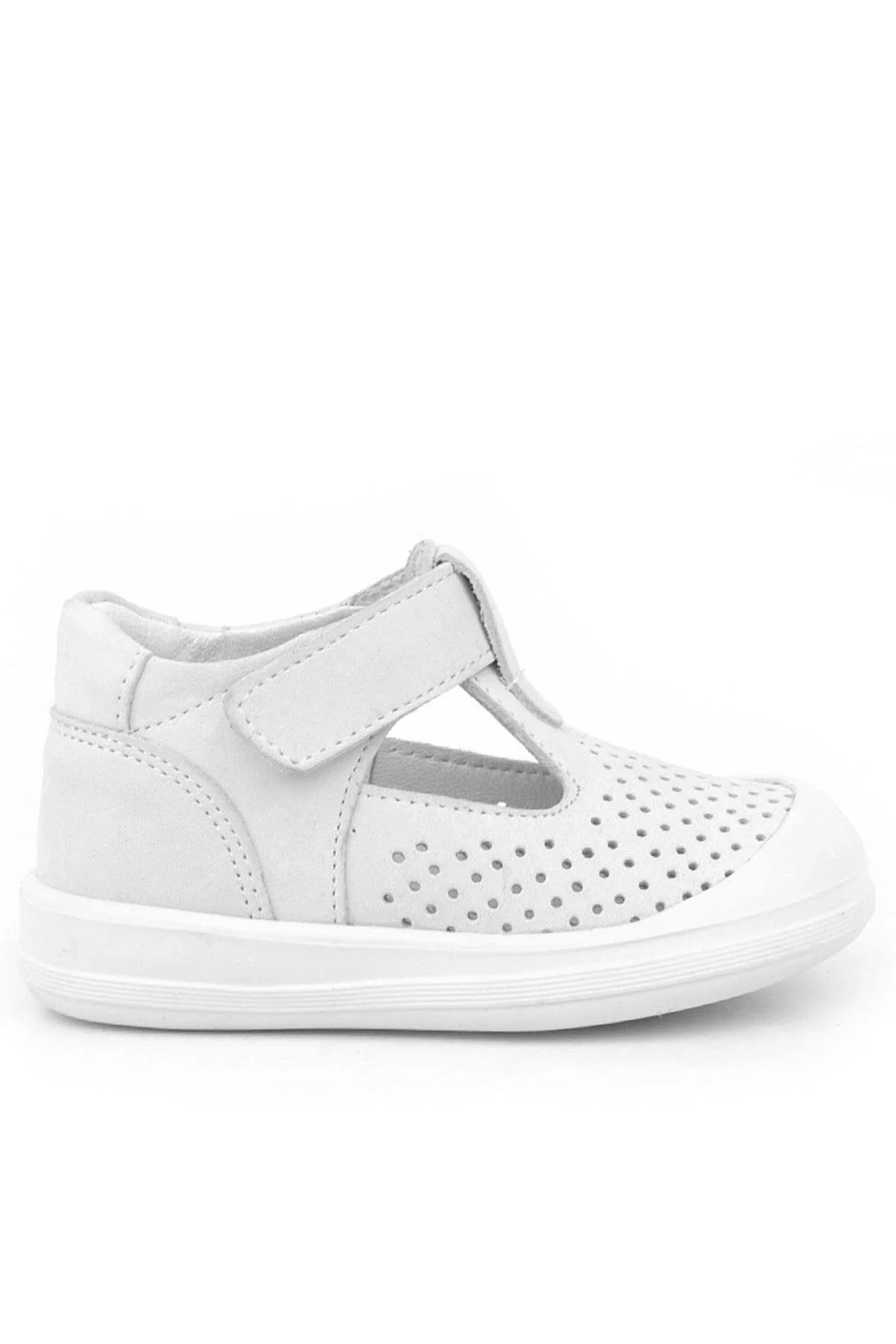 Rakerplus Shaun Hakiki Deri Beyaz Cırtlı Anatomik Bebek Sandalet