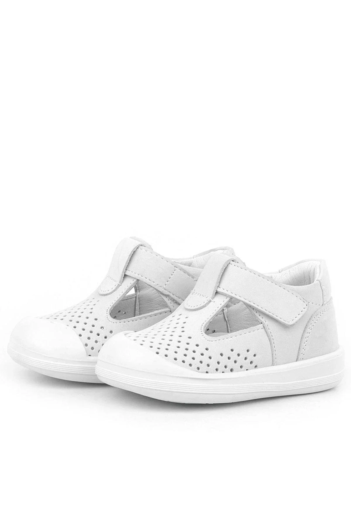 Rakerplus Shaun Hakiki Deri Beyaz Cırtlı Anatomik Bebek Sandalet