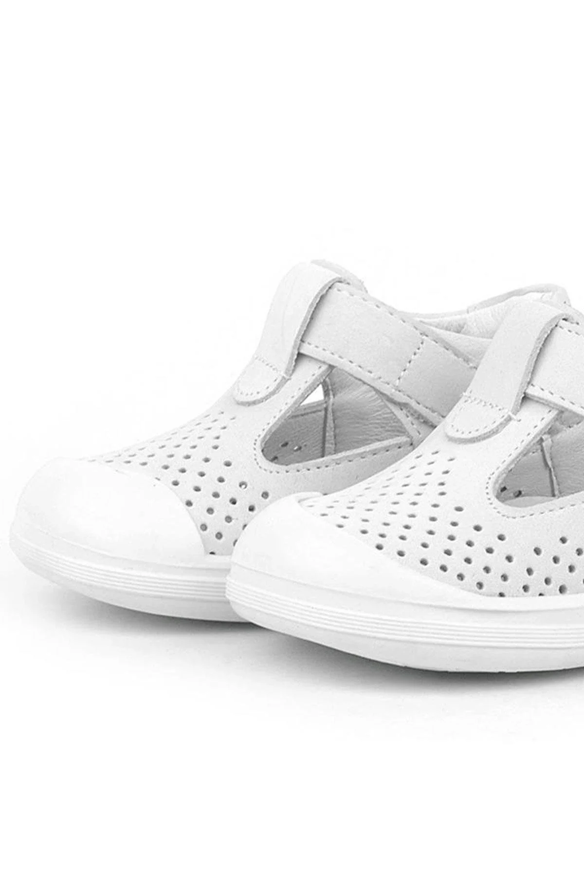 Rakerplus Shaun Hakiki Deri Beyaz Cırtlı Anatomik Bebek Sandalet