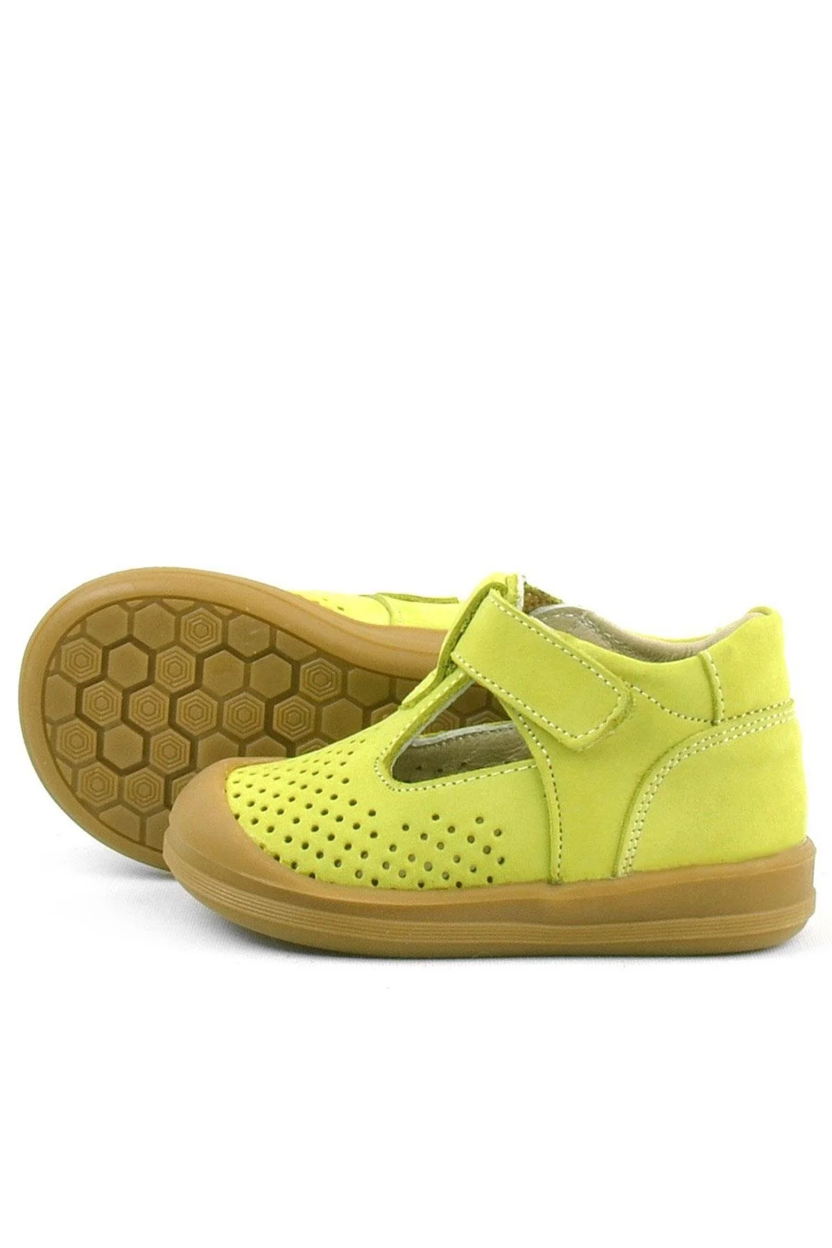 Rakerplus Shaun Hakiki Deri Fıstık Yeşili Cırtlı Anatomik Bebek Sandalet