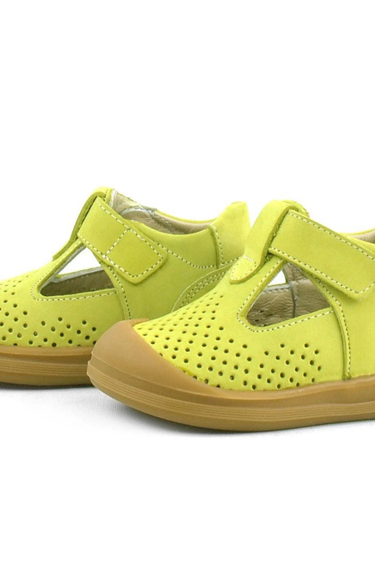 Rakerplus Shaun Hakiki Deri Fıstık Yeşili Cırtlı Anatomik Bebek Sandalet