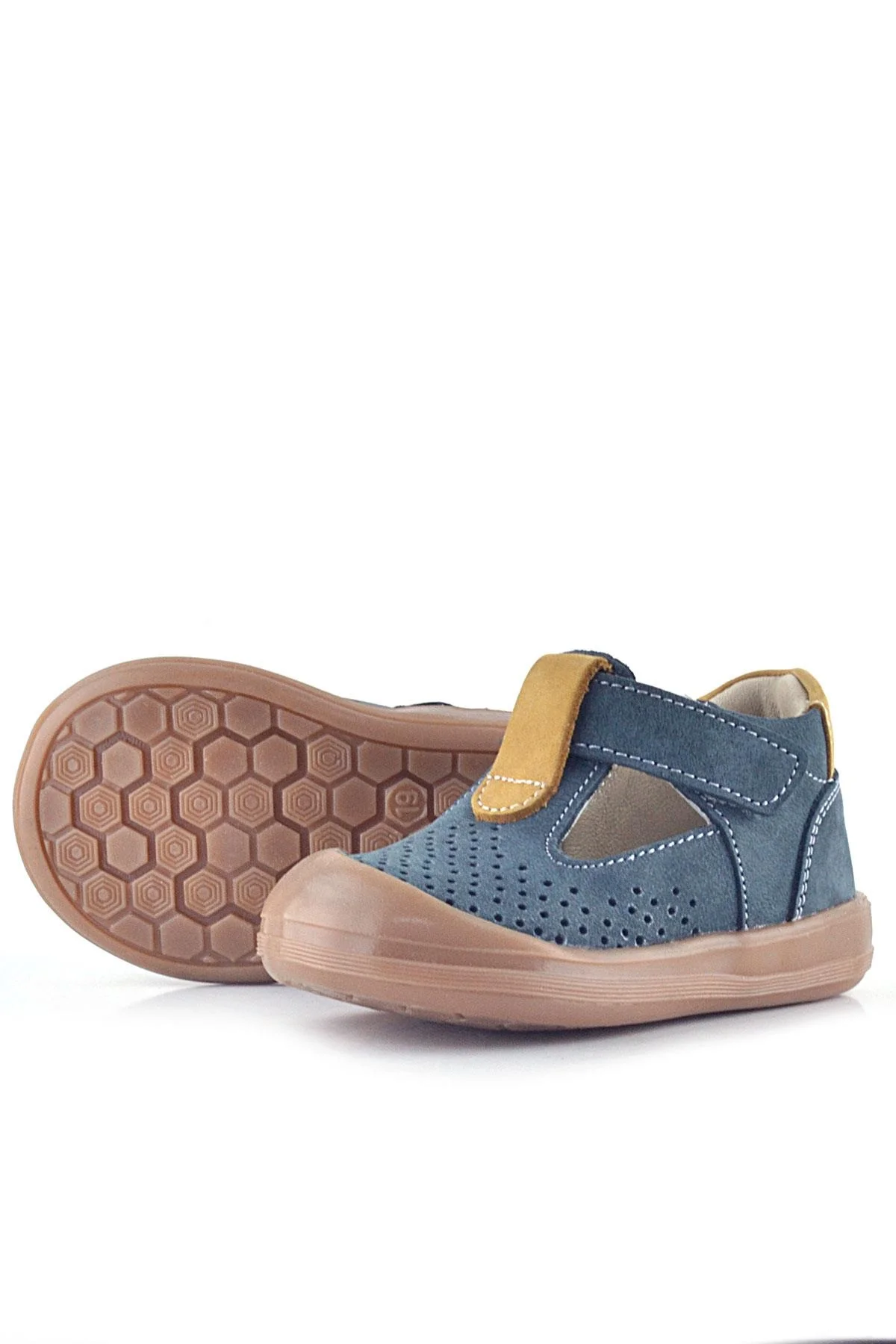 Rakerplus Shaun Hakiki Deri Gri Taba Cırtlı Anatomik Bebek Sandalet