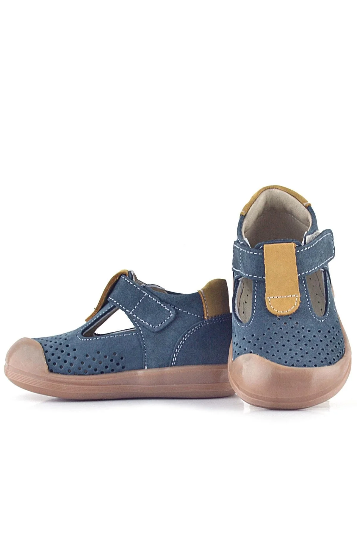 Rakerplus Shaun Hakiki Deri Gri Taba Cırtlı Anatomik Bebek Sandalet