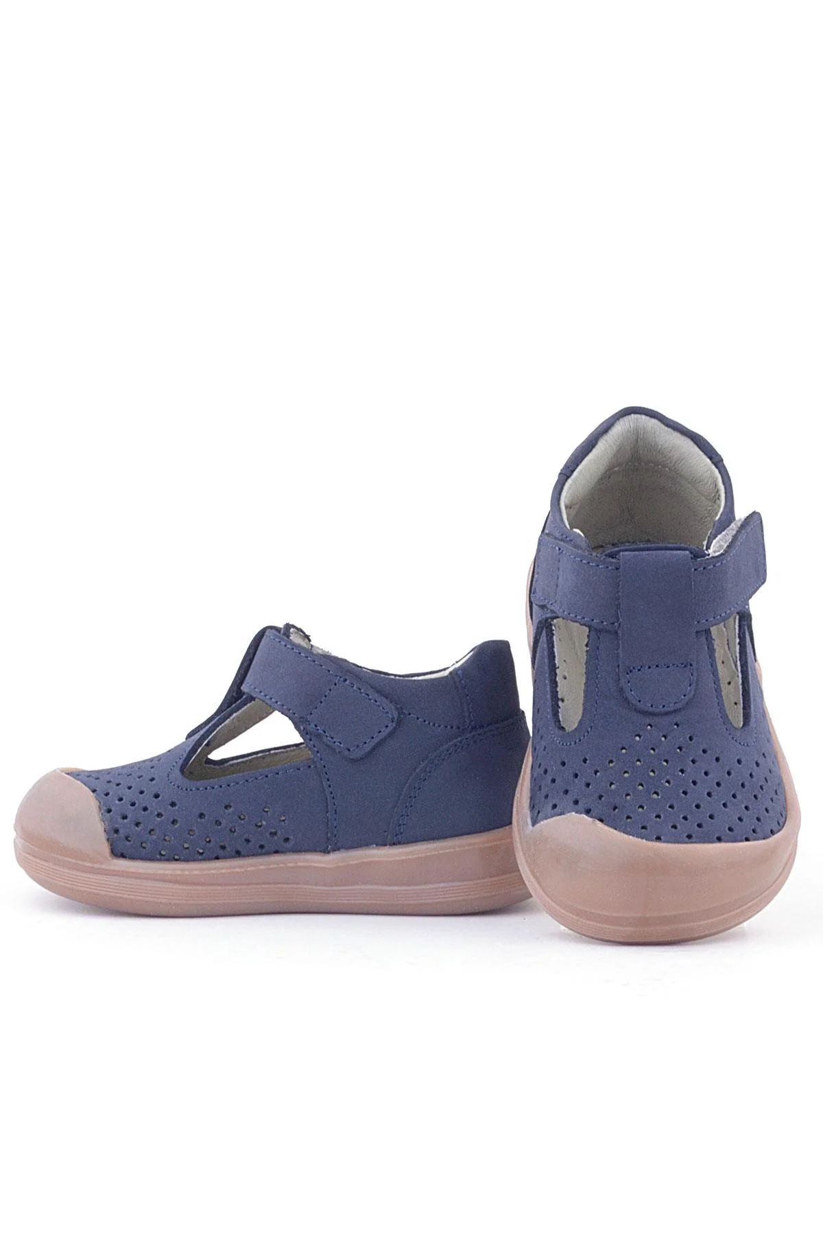 Rakerplus Shaun Hakiki Deri Koyu Lacivert Cırtlı Anatomik Bebek Sandalet