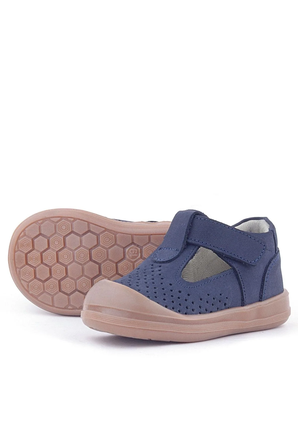 Rakerplus Shaun Hakiki Deri Koyu Lacivert Cırtlı Anatomik Bebek Sandalet