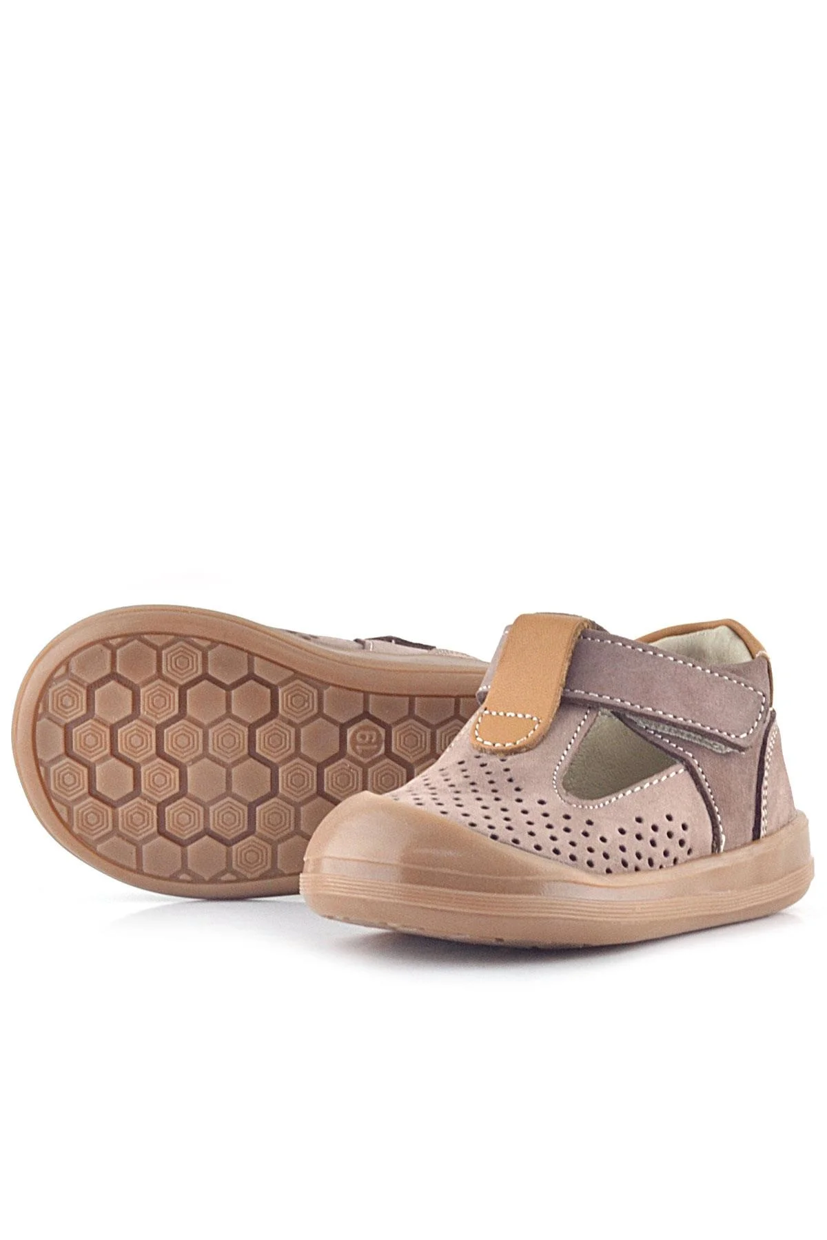 Rakerplus Shaun Hakiki Deri Kum Taba Cırtlı Anatomik Bebek Sandalet