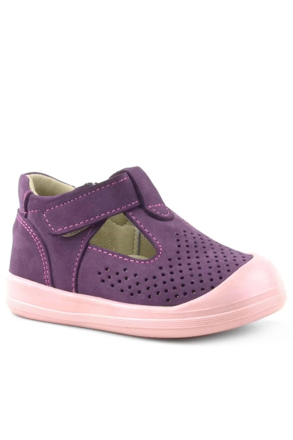 Rakerplus Shaun Hakiki Deri Mor Cırtlı Anatomik Bebek Sandalet