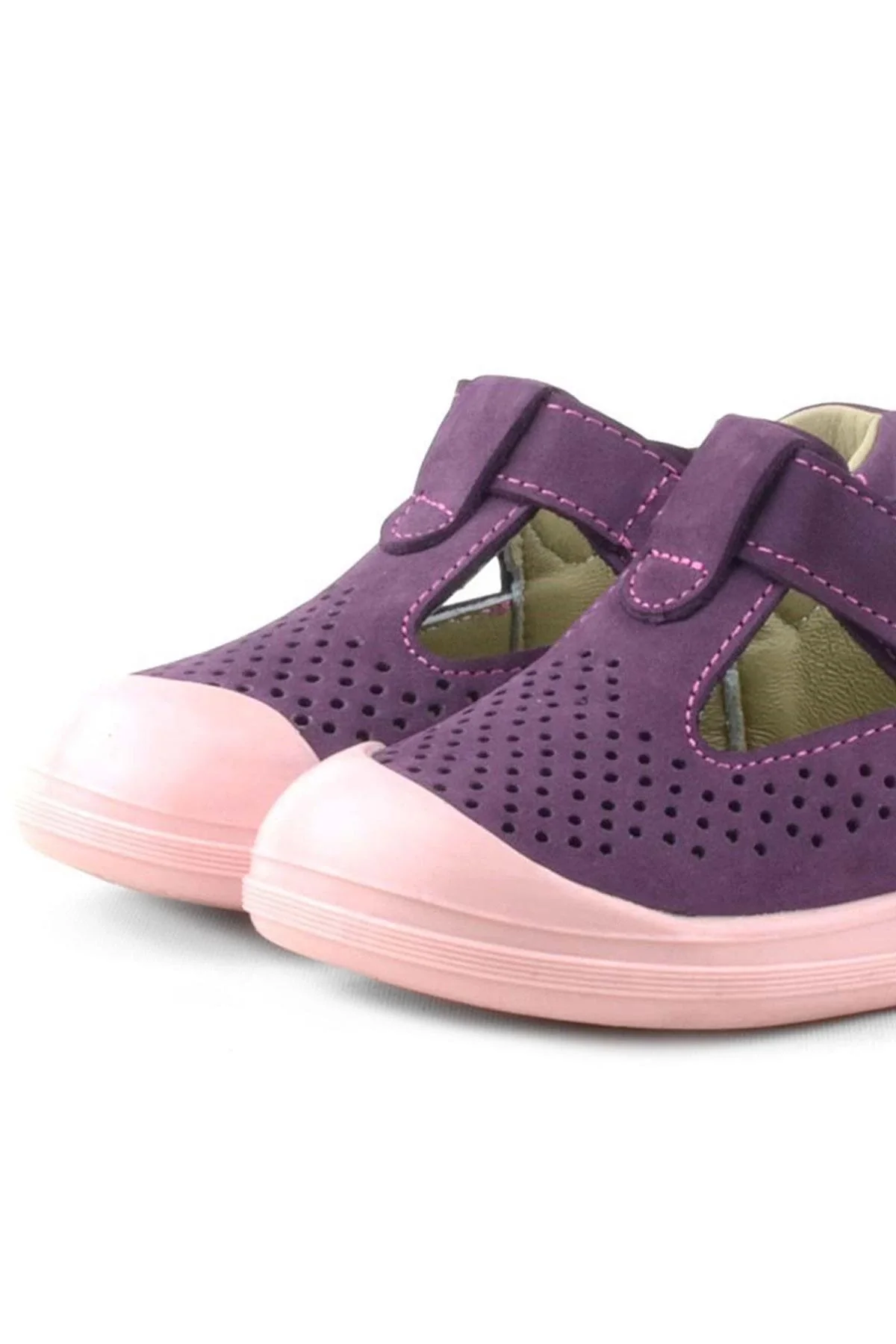 Rakerplus Shaun Hakiki Deri Mor Cırtlı Anatomik Bebek Sandalet