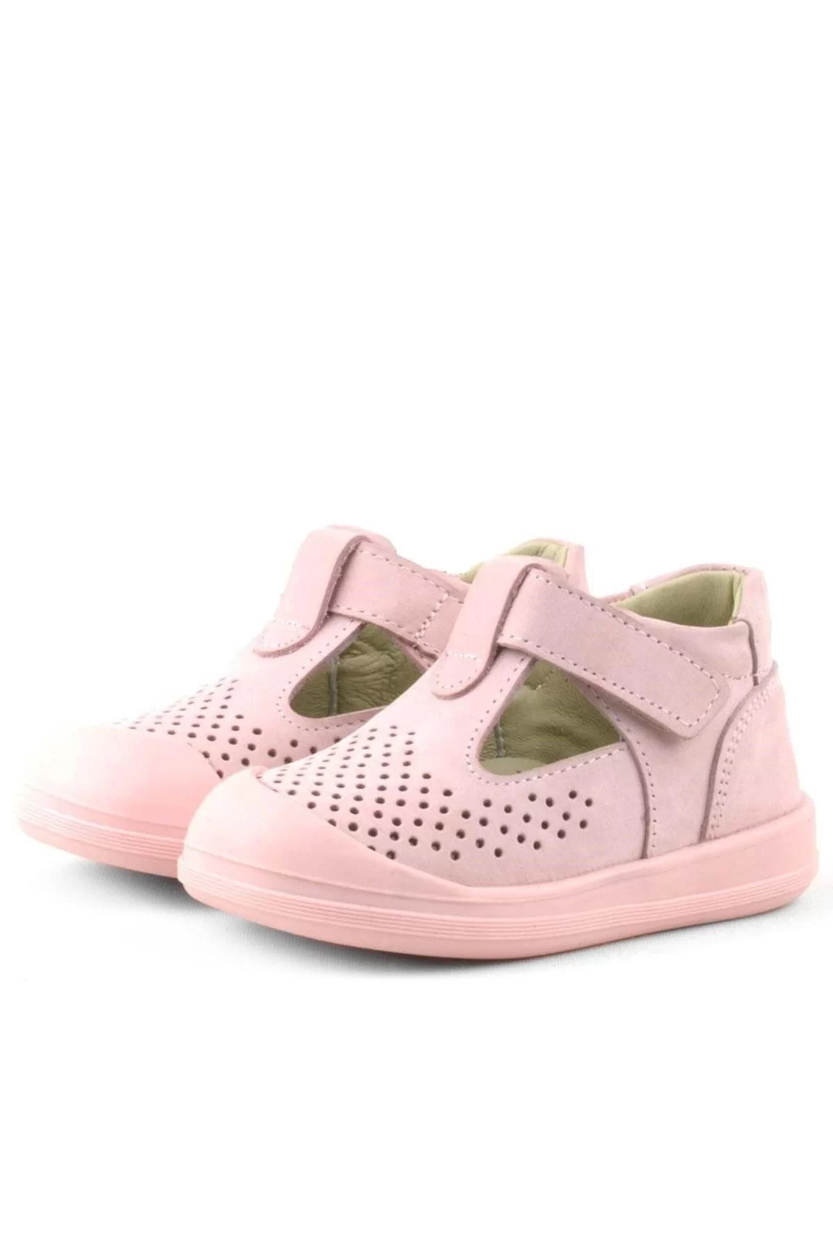 Rakerplus Shaun Hakiki Deri Pembe Cırtlı Anatomik Bebek Sandalet