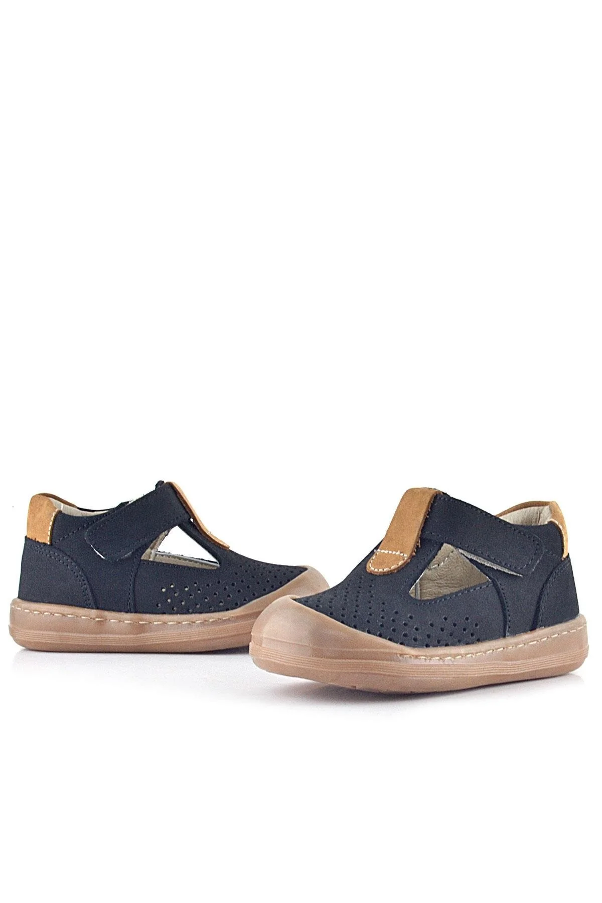 Rakerplus Shaun Hakiki Deri Siyah Taba Cırtlı Anatomik Bebek Sandalet