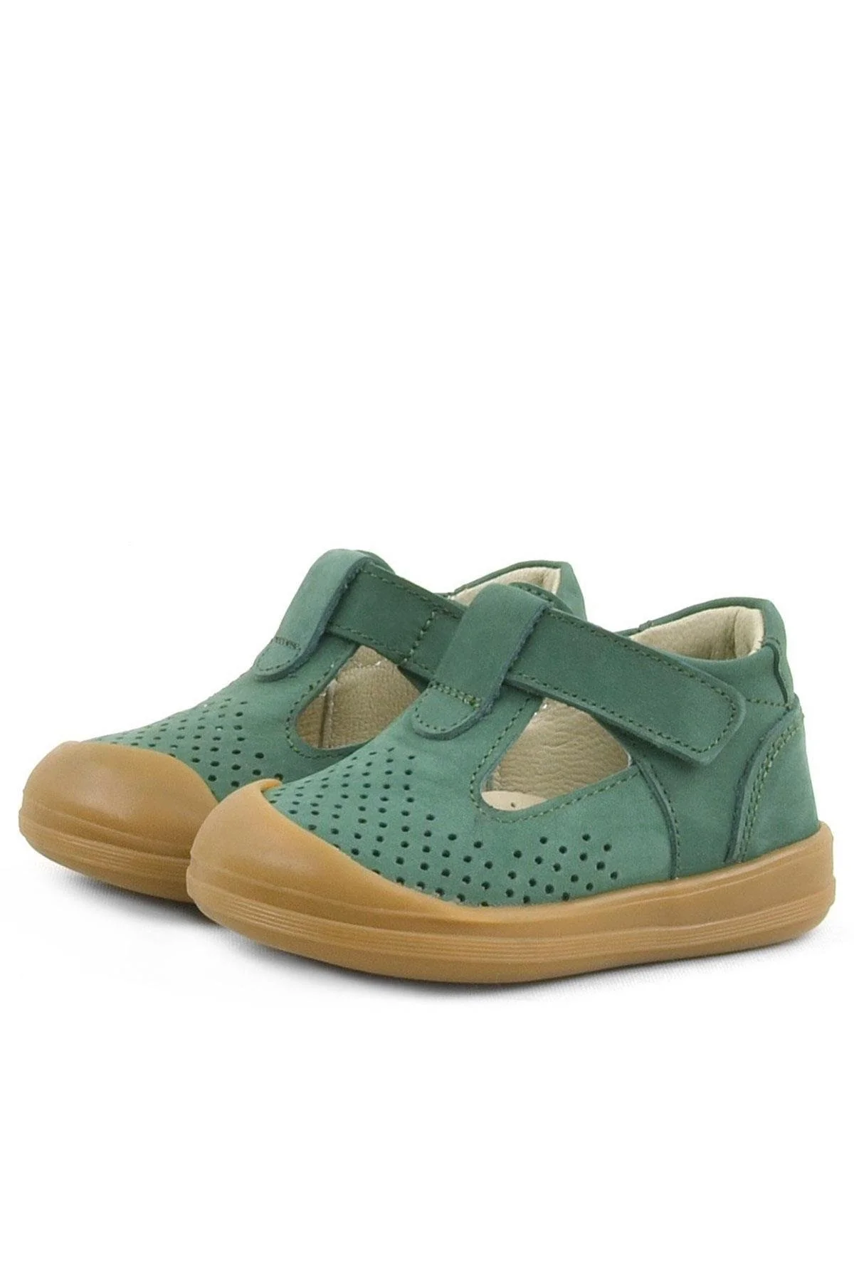 Rakerplus Shaun Hakiki Deri Yeşil Cırtlı Anatomik Bebek Sandalet