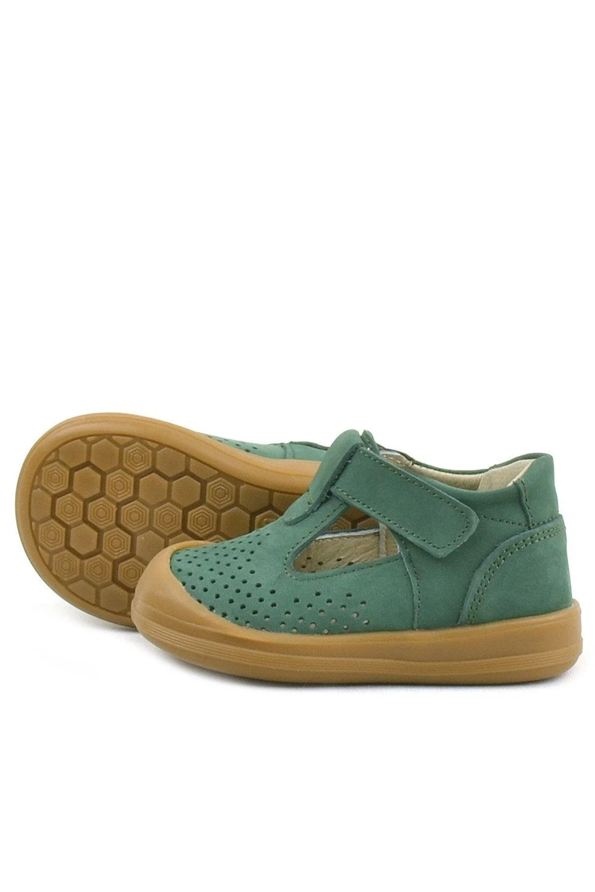 Rakerplus Shaun Hakiki Deri Yeşil Cırtlı Anatomik Bebek Sandalet