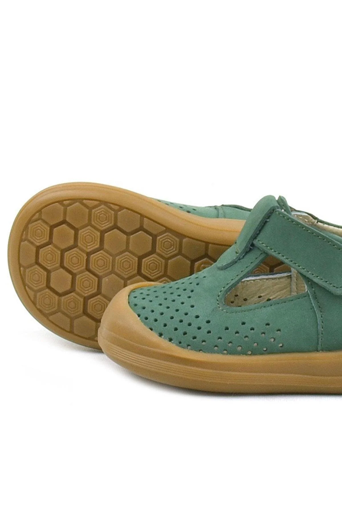 Rakerplus Shaun Hakiki Deri Yeşil Cırtlı Anatomik Bebek Sandalet