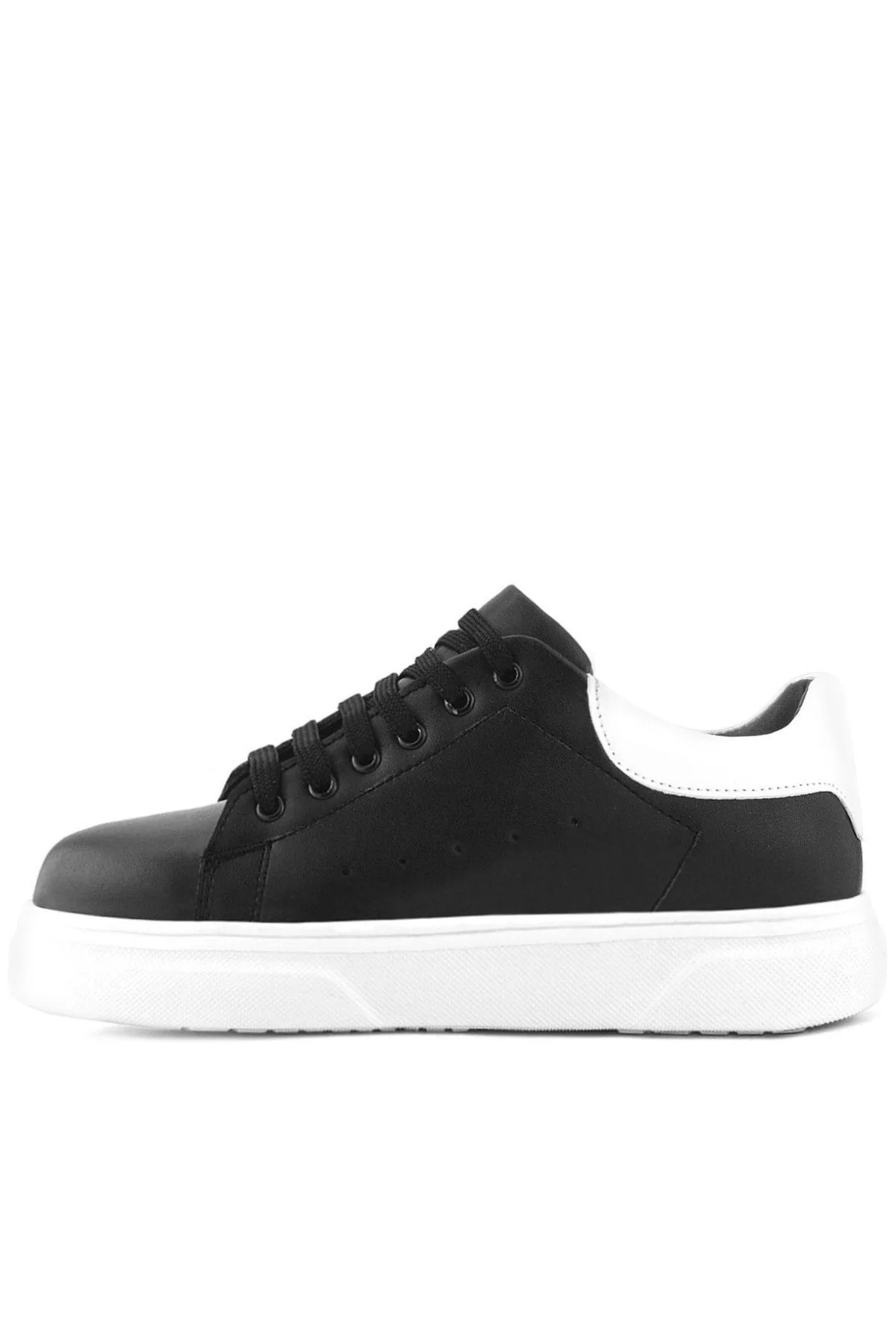 Rakerplus Siyah Cilt Bağcıklı Hafif Beyaz Tabanlı Çocuk Spor Ayakkabı