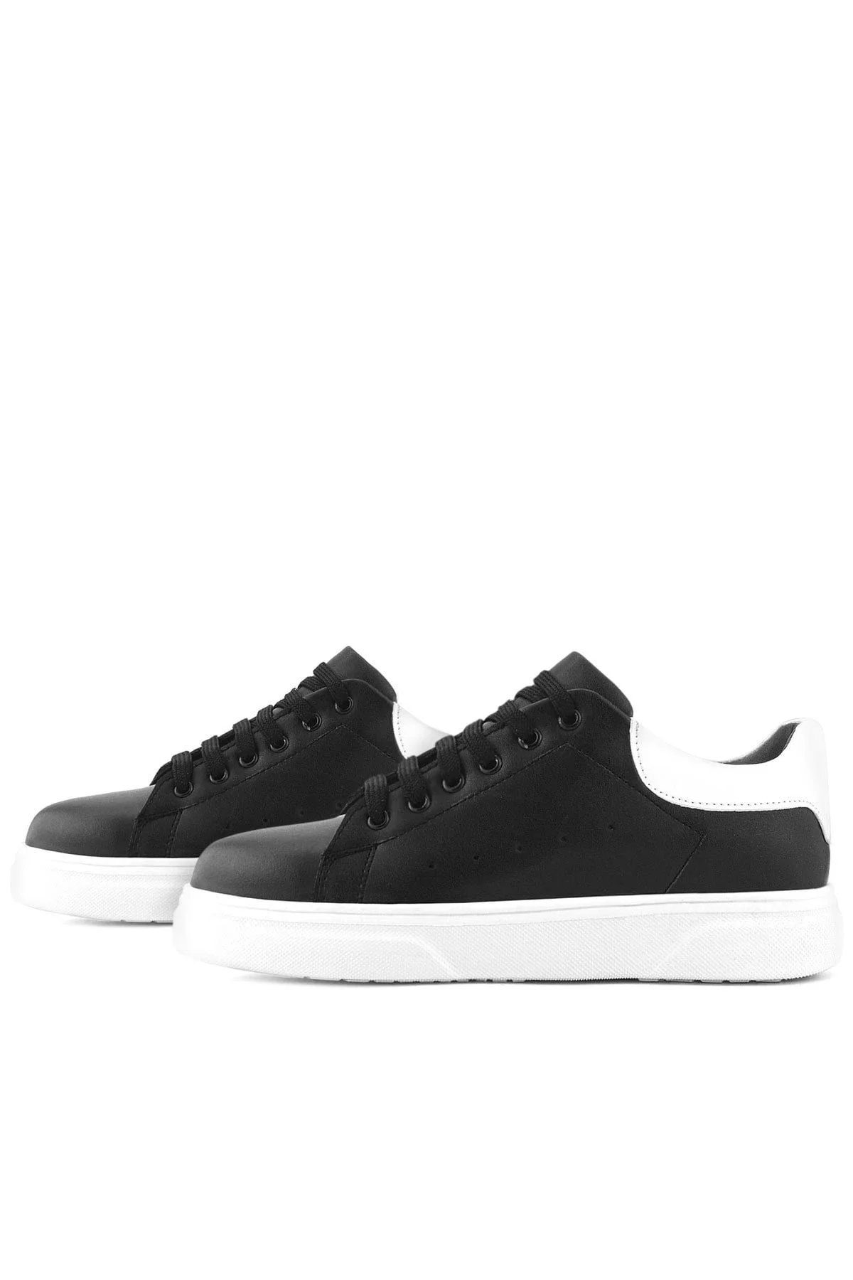 Rakerplus Siyah Cilt Bağcıklı Hafif Beyaz Tabanlı Çocuk Spor Ayakkabı