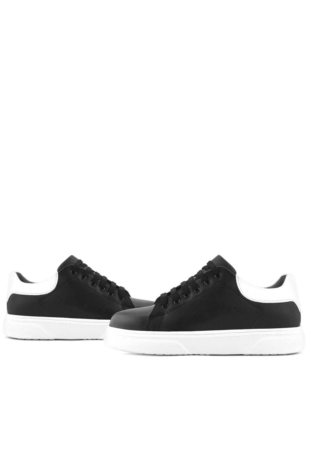 Rakerplus Siyah Cilt Bağcıklı Hafif Beyaz Tabanlı Çocuk Spor Ayakkabı