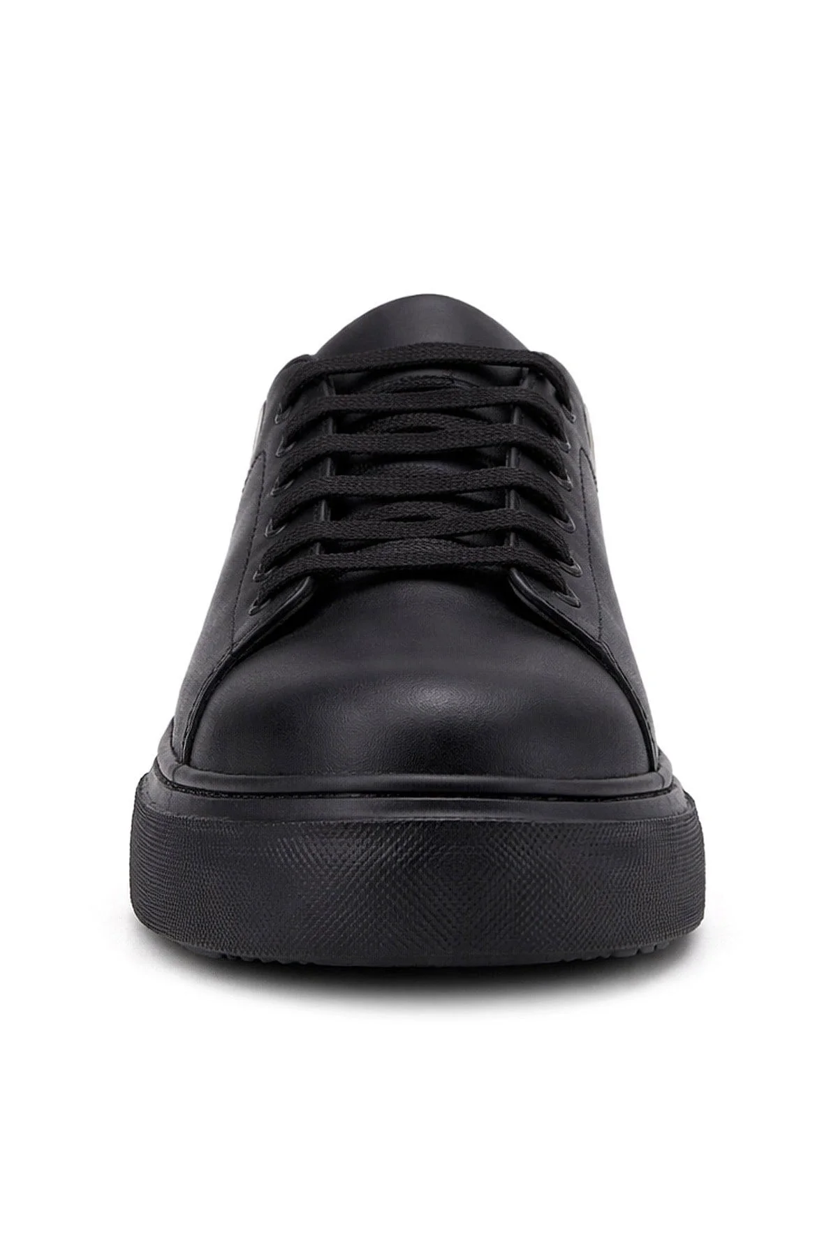 Rakerplus Siyah Cilt Bağcıklı Hafif Siyah Tabanlı Çocuk Spor Ayakkabı