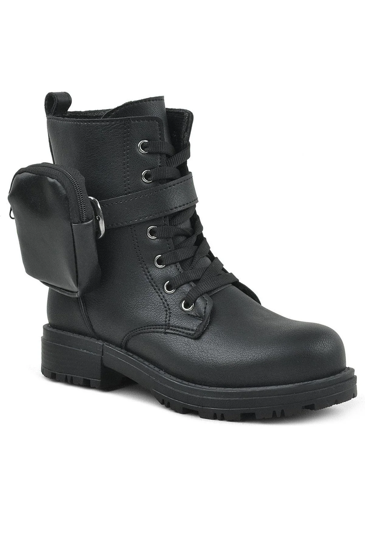 Rakerplus Siyah Fermuarlı Bağcıklı Cüzdanlı Kız Çocuk Bot