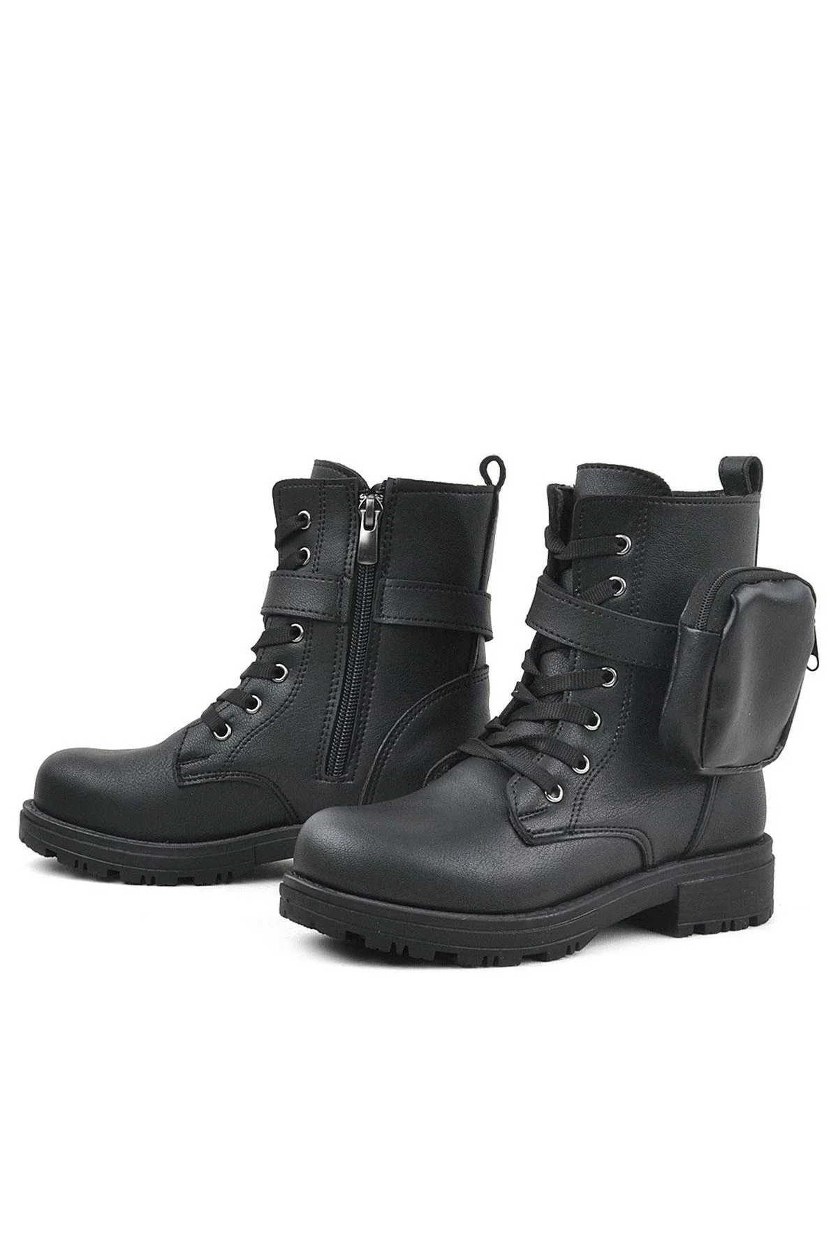 Rakerplus Siyah Fermuarlı Bağcıklı Cüzdanlı Kız Çocuk Bot