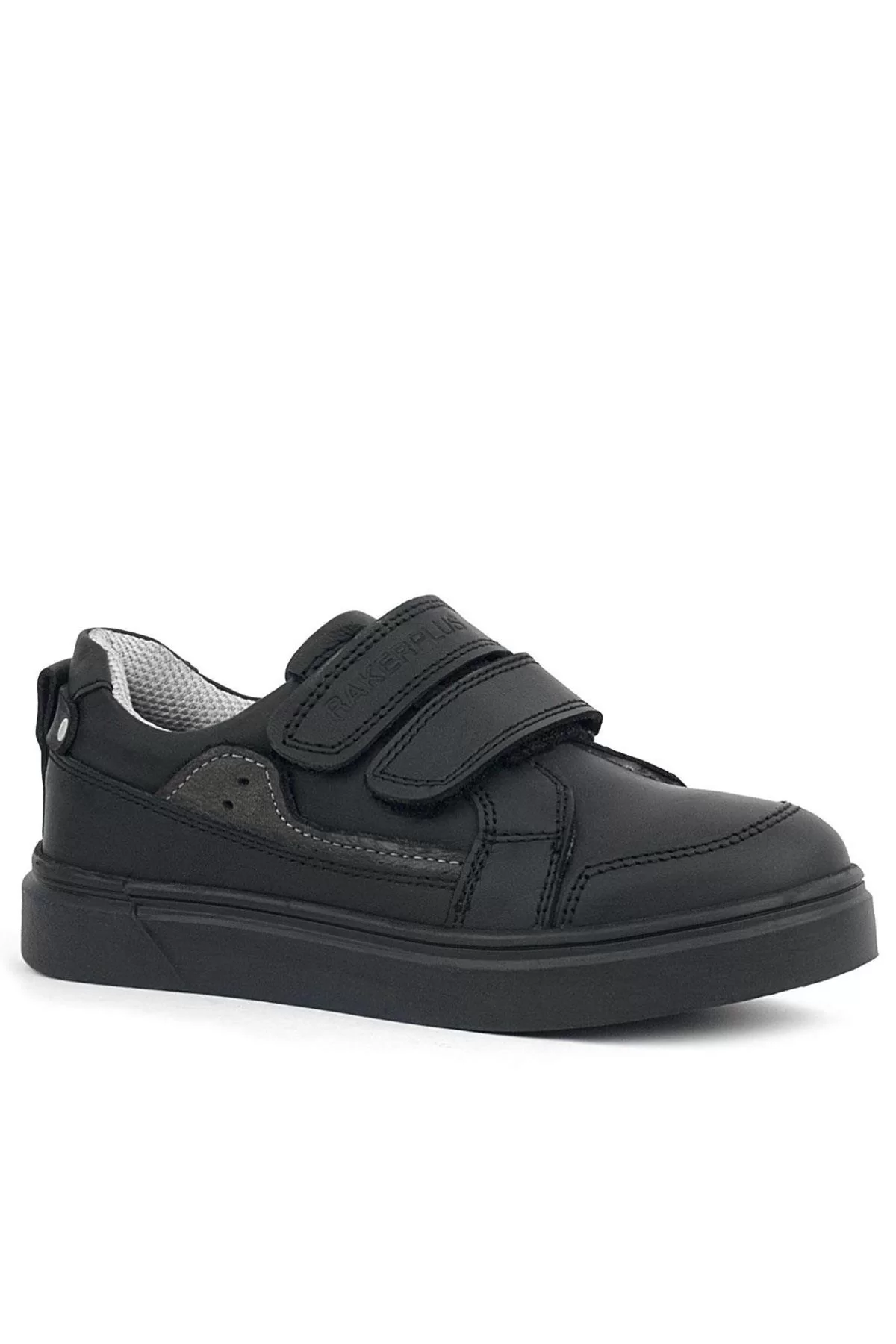 Rakerplus Siyah Hakiki Deri Cırtlı Erkek Çocuk Sneaker Ayakkabı