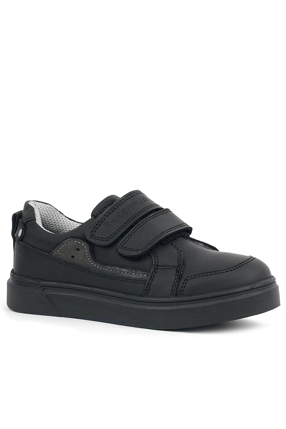 Rakerplus Siyah Hakiki Deri Cırtlı Erkek Çocuk Sneaker Ayakkabı