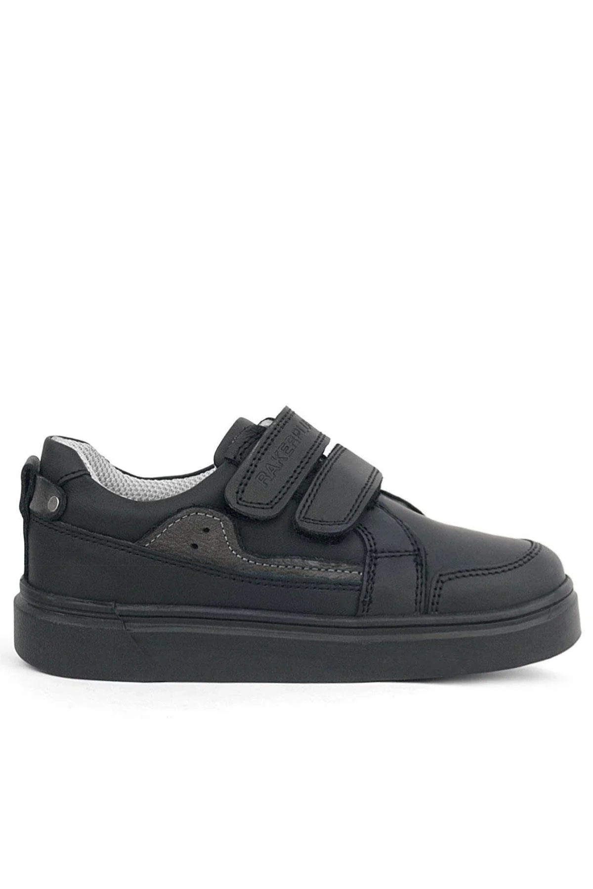 Rakerplus Siyah Hakiki Deri Cırtlı Erkek Çocuk Sneaker Ayakkabı
