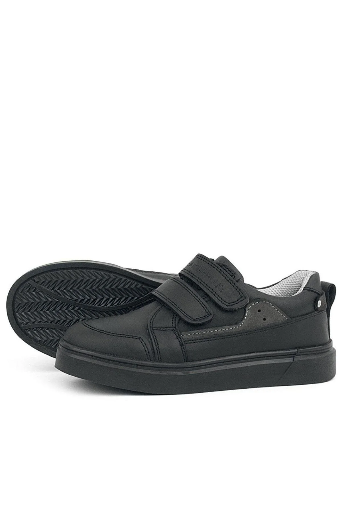 Rakerplus Siyah Hakiki Deri Cırtlı Erkek Çocuk Sneaker Ayakkabı