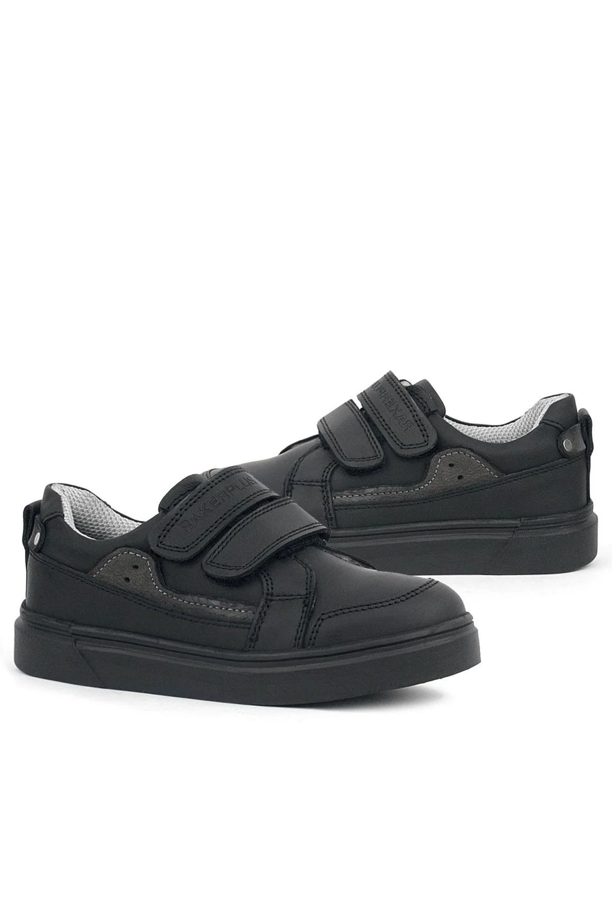Rakerplus Siyah Hakiki Deri Cırtlı Erkek Çocuk Sneaker Ayakkabı