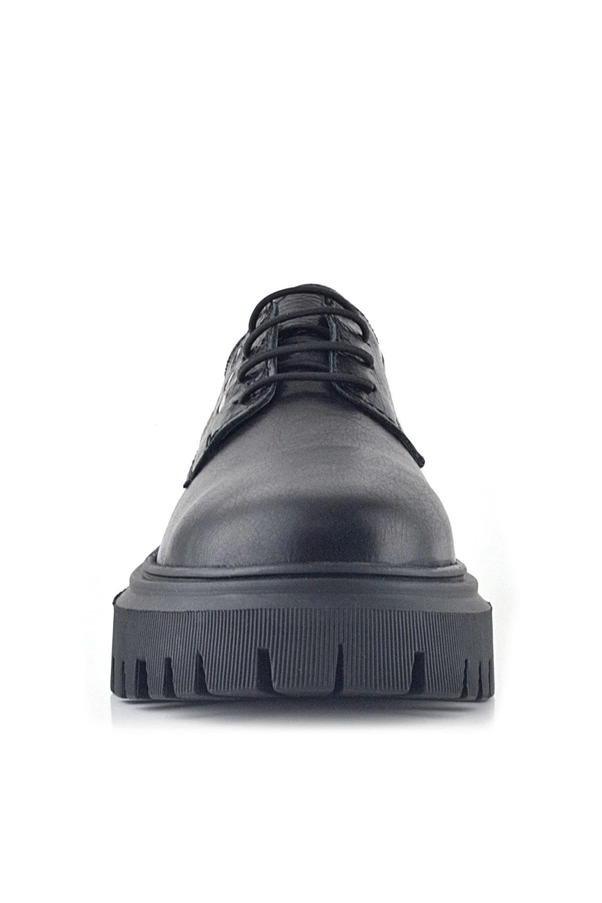 Rakerplus Siyah Kırışık Hakiki Deri Bağcıklı Metal Detaylı GünlükOxford Ayakkabı