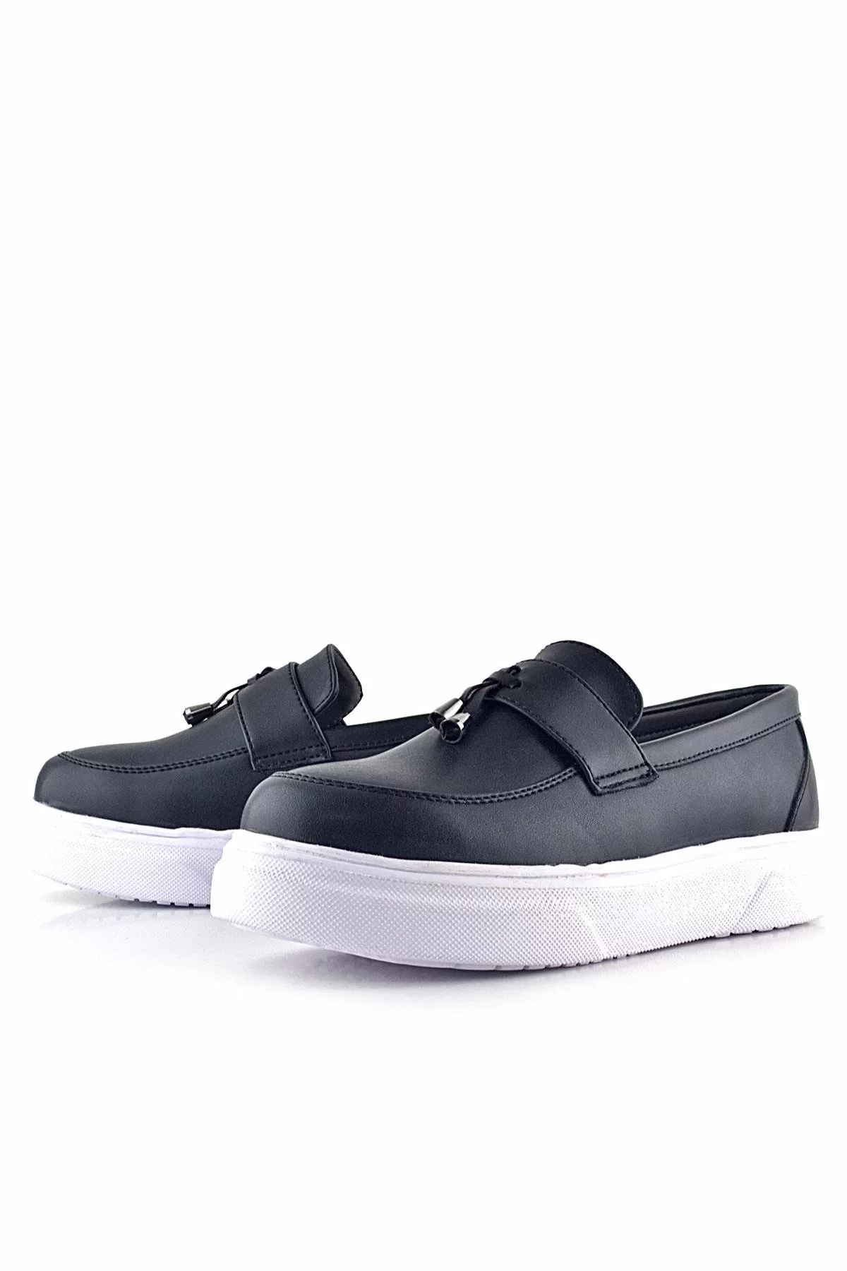 Rakerplus Siyah Mat Beyaz Taban Loafer Klasik Çocuk Ayakkabısı