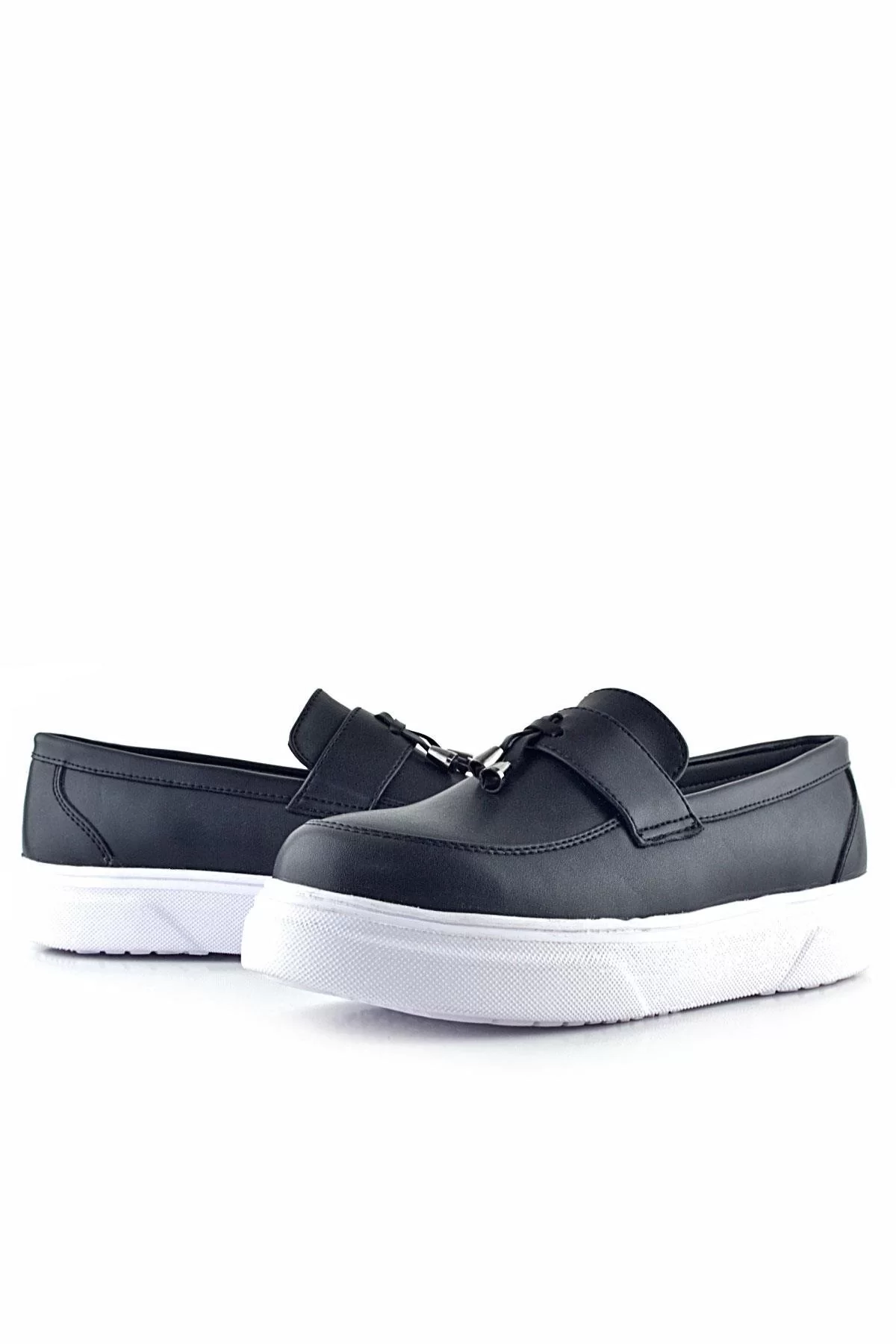 Rakerplus Siyah Mat Beyaz Taban Loafer Klasik Çocuk Ayakkabısı