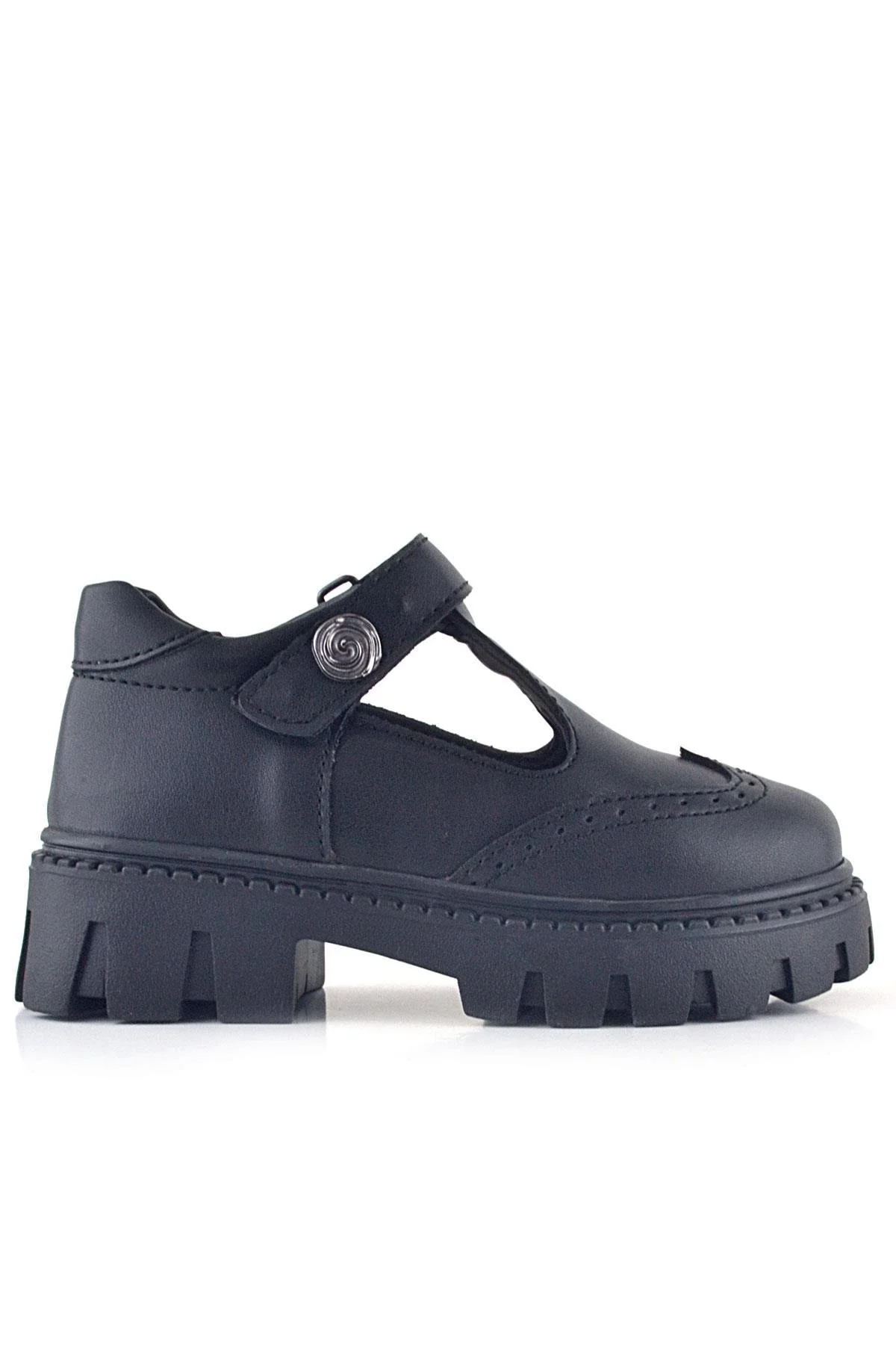 Rakerplus Siyah Mat Cırt Cırtlı Metal Detaylı Kız Çocuk Günlük Ayakkabı