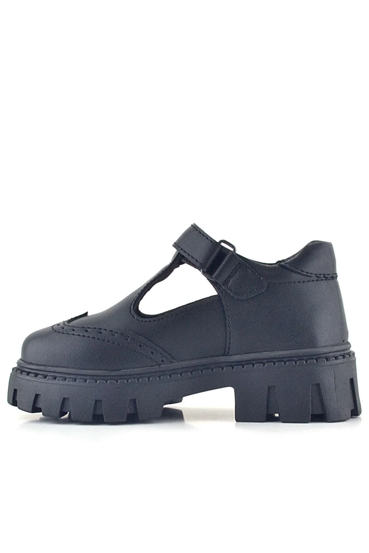 Rakerplus Siyah Mat Cırt Cırtlı Metal Detaylı Kız Çocuk Günlük Ayakkabı