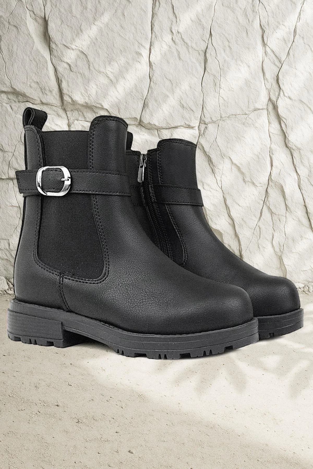 Rakerplus Siyah Mat Lastikli Kız Çocuk Bot