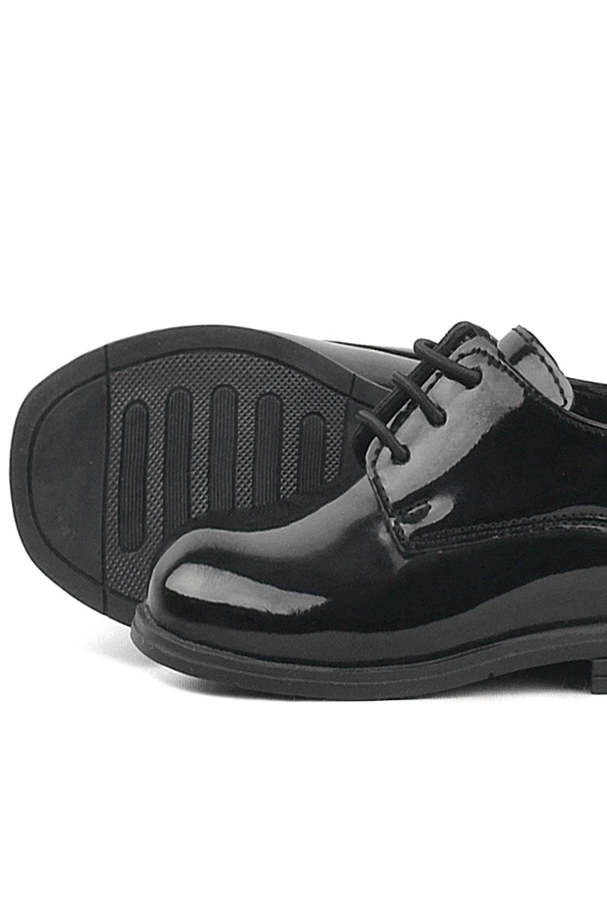 Rakerplus Siyah Rugan Bağcıklı Oxford Çocuk Okul Ayakkabısı