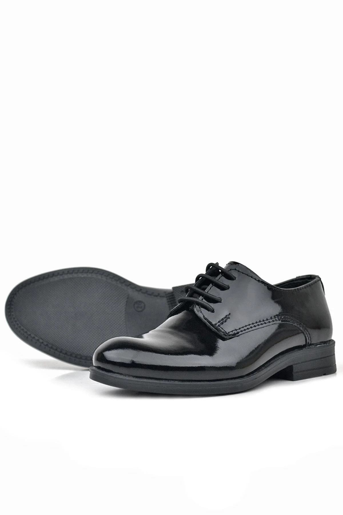 Rakerplus Siyah Rugan Bağcıklı Oxford Çocuk Okul Ayakkabısı