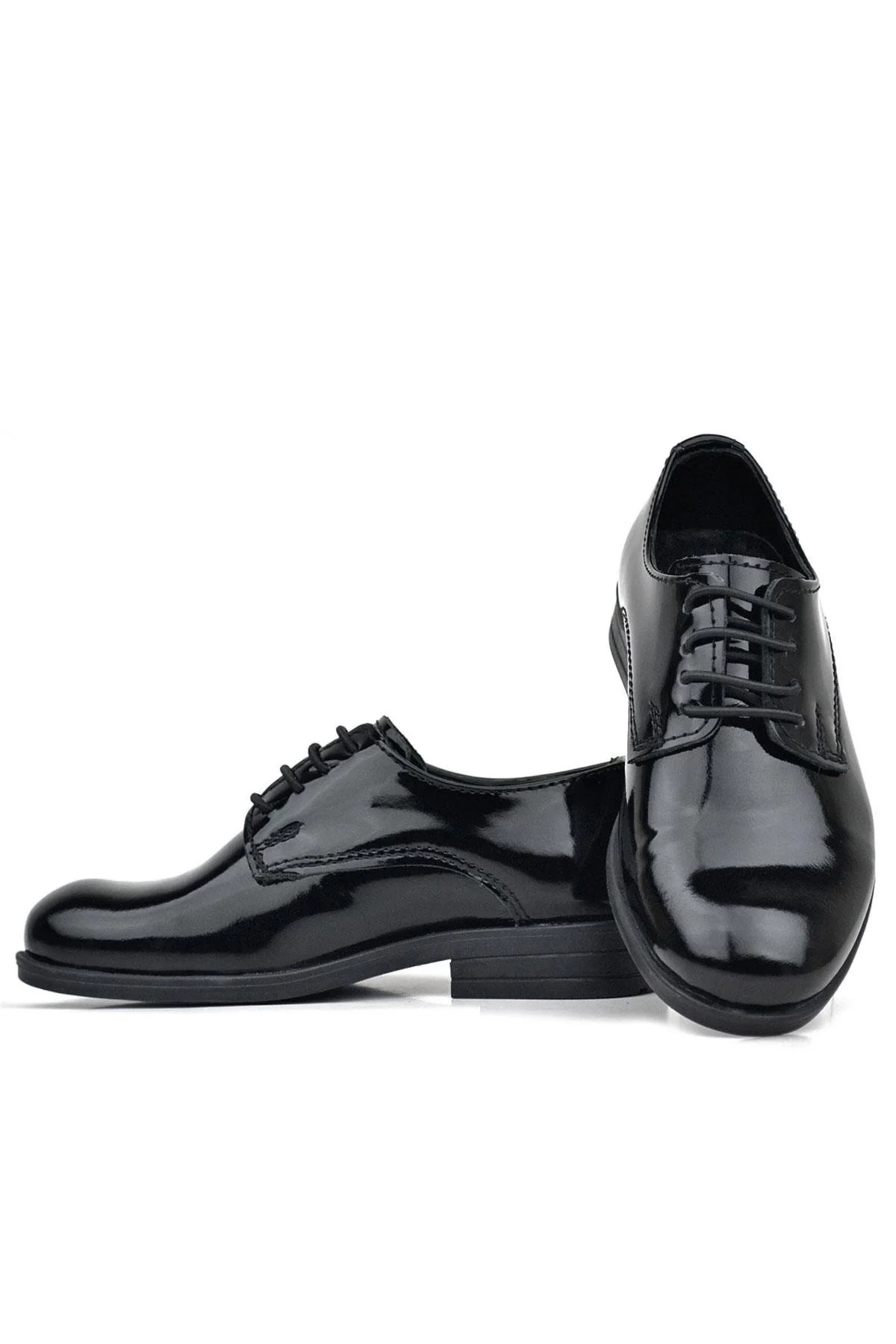 Rakerplus Siyah Rugan Bağcıklı Oxford Çocuk Okul Ayakkabısı