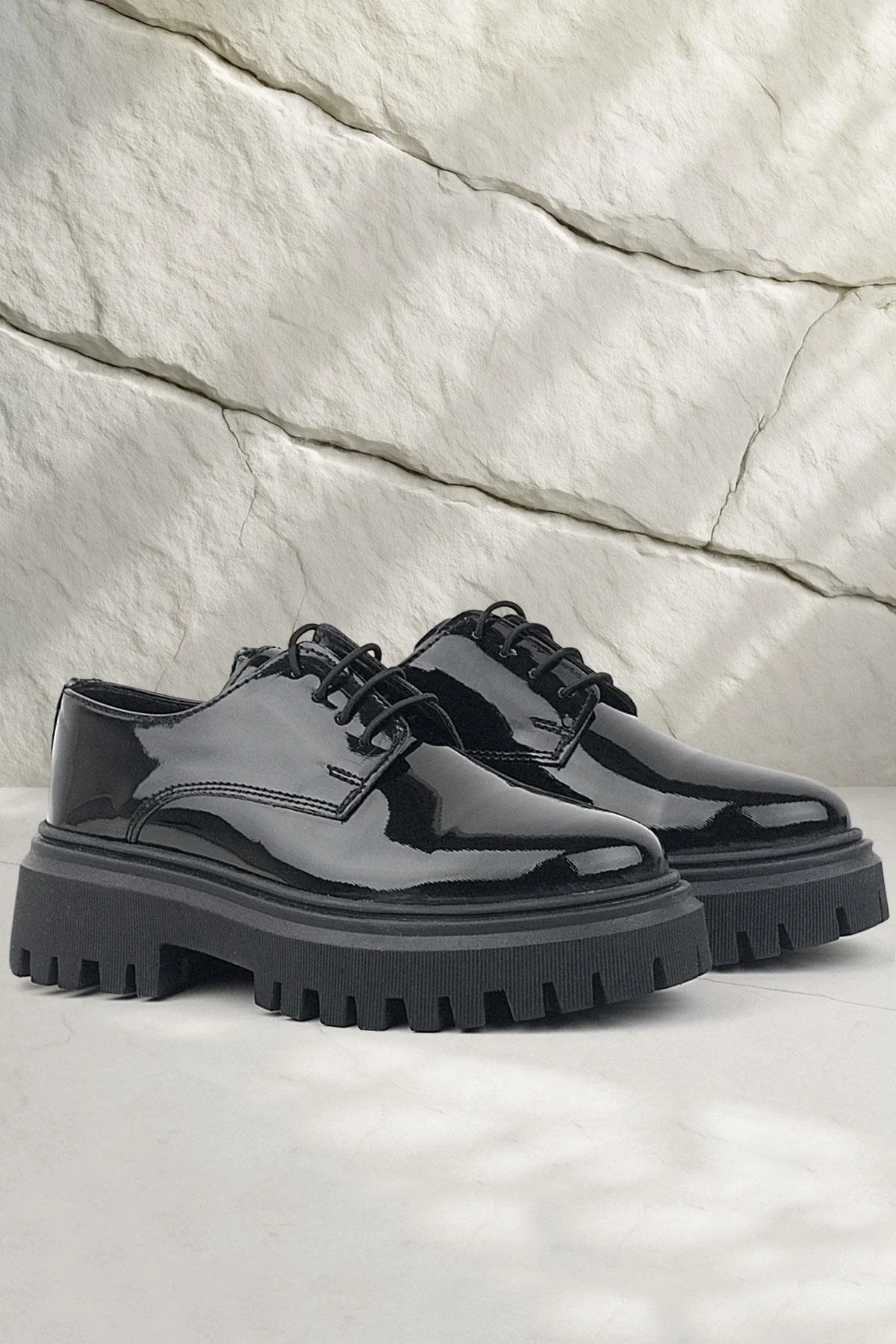 Rakerplus Siyah Rugan Bağcıklı Oxford Günlük Ayakkabı