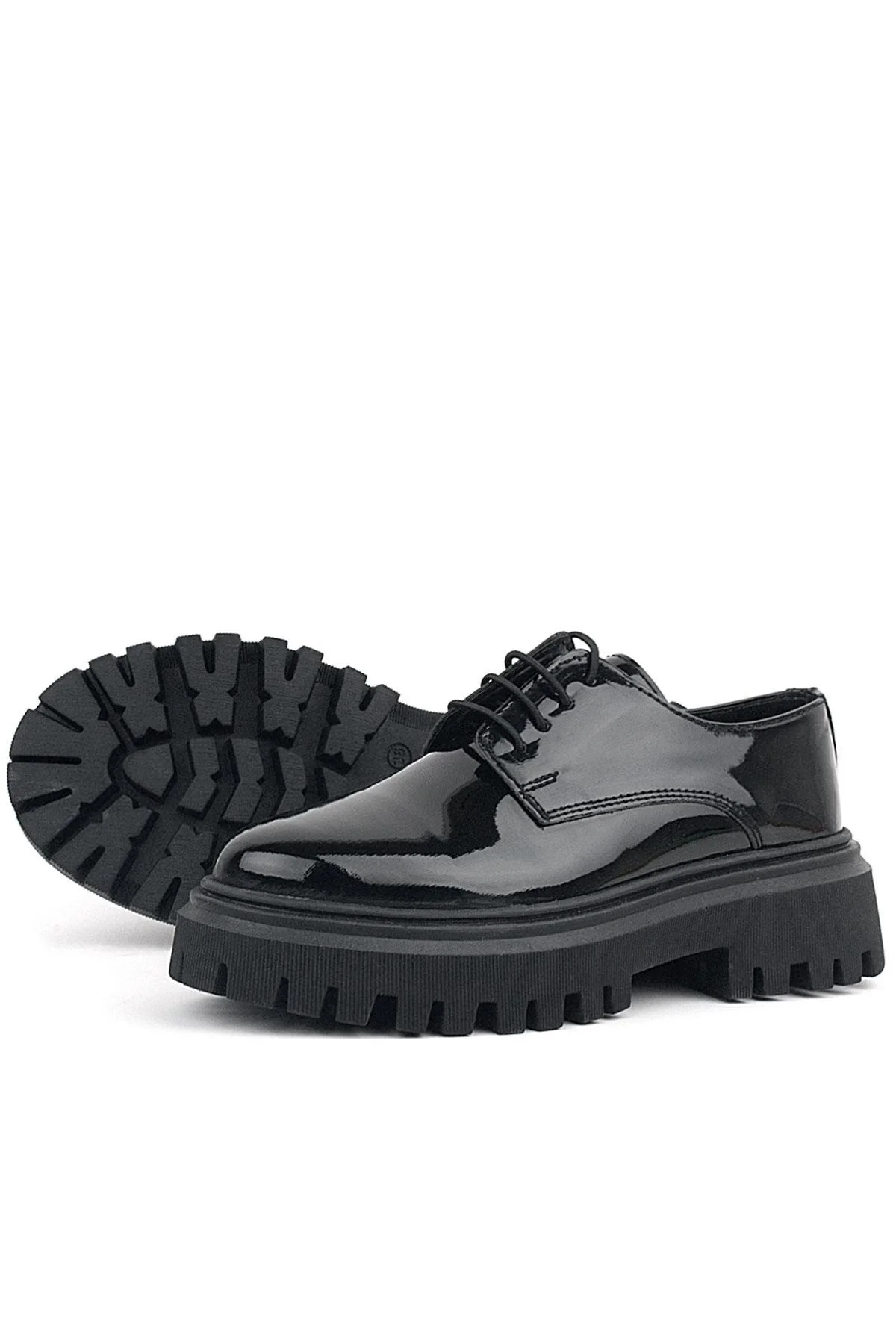 Rakerplus Siyah Rugan Bağcıklı Oxford Günlük Ayakkabı