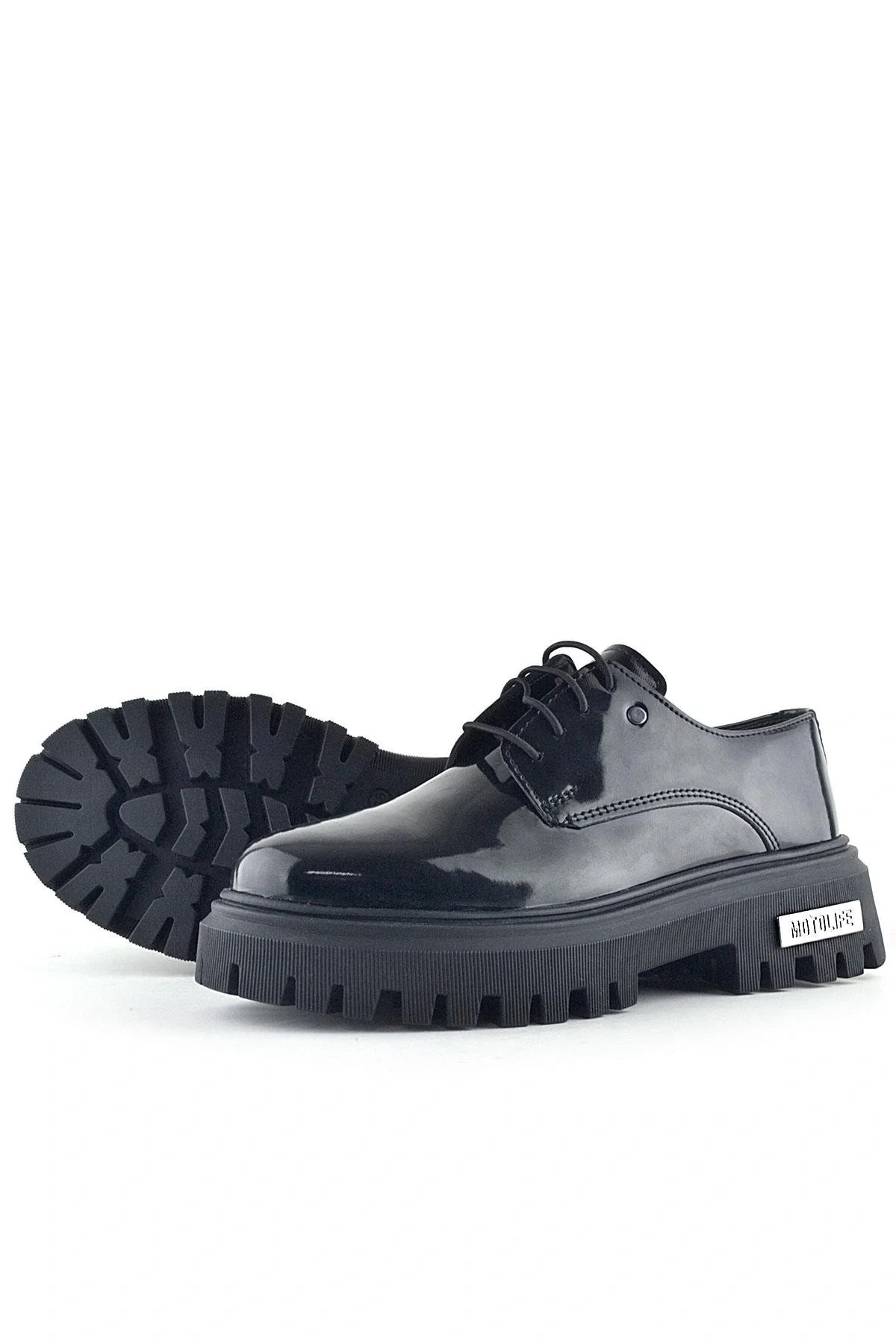 Rakerplus Siyah Rugan Bağcıklı Oxford Metal Detaylı Günlük Ayakkabı